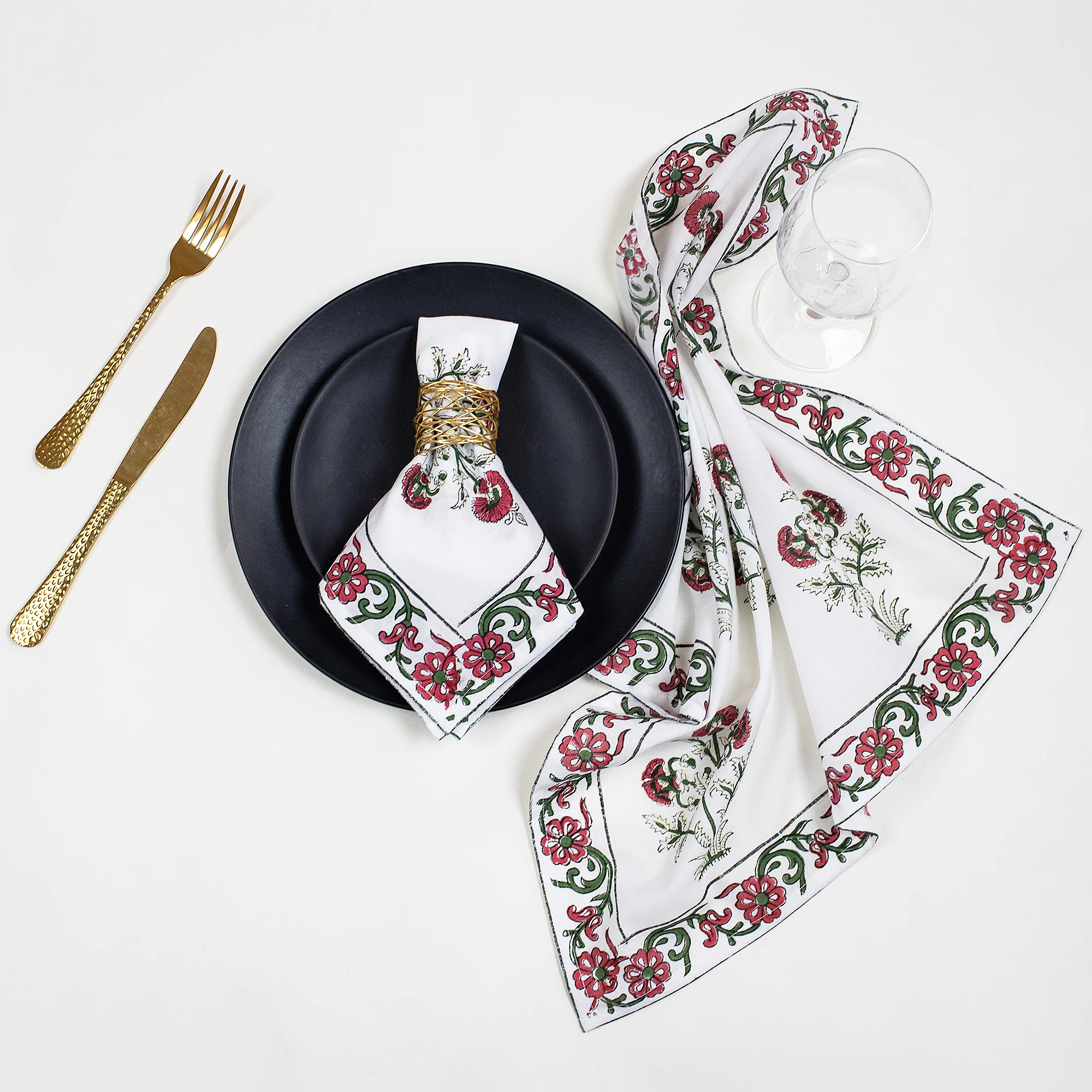 Floral Cotton Hand Block Printed Table Napkin For Dinner - Image 6