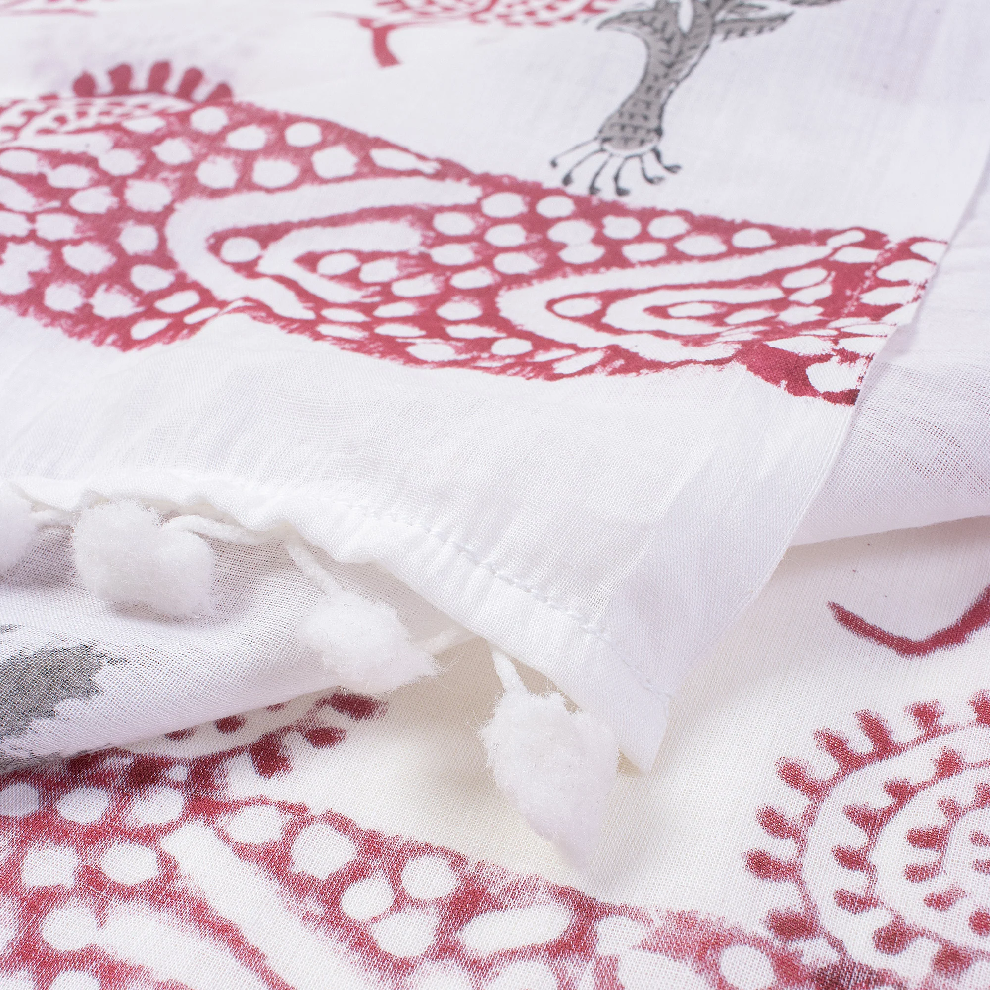 Floral Hand Block Print Fabric Beach Sarong Wrap For Women - Image 3