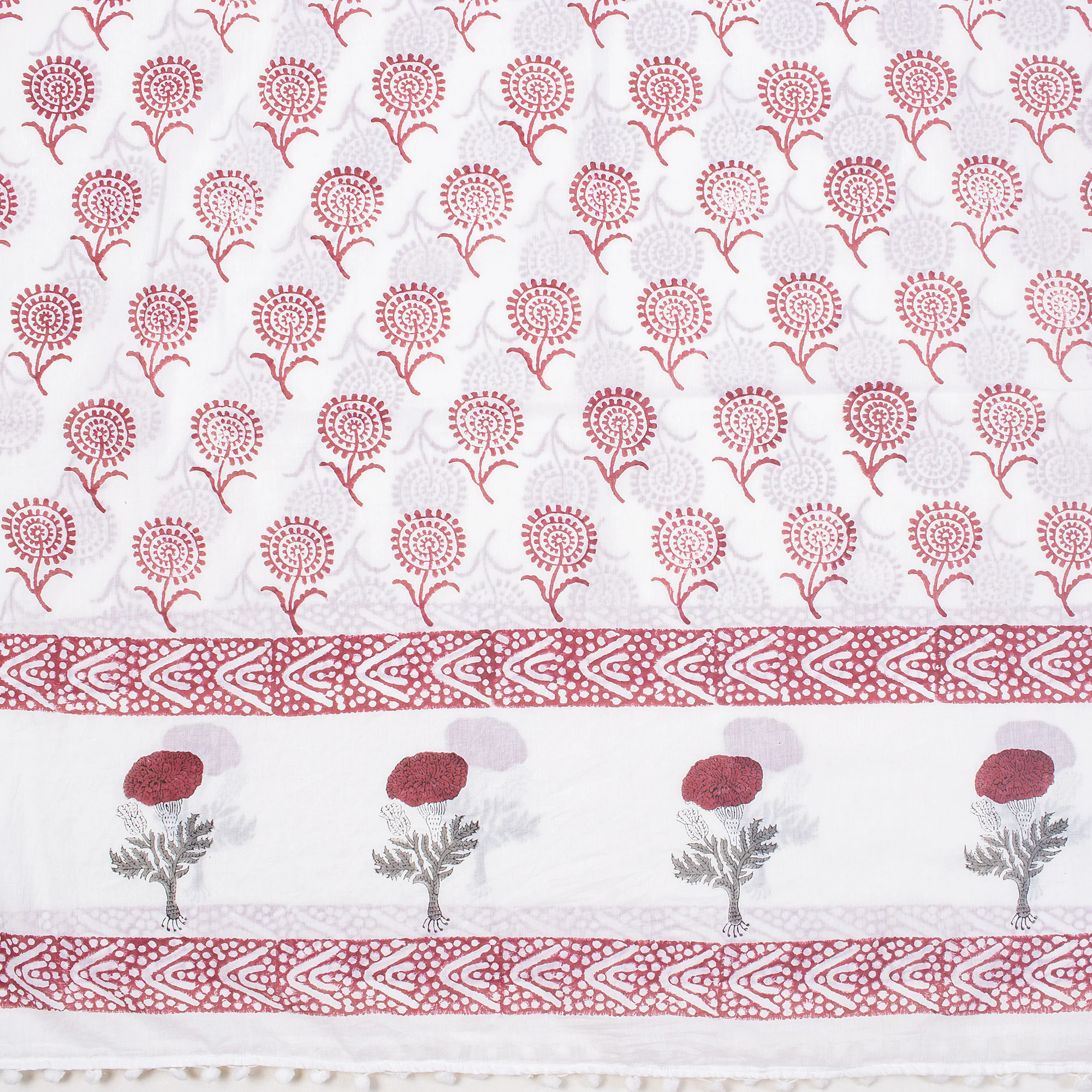 Floral Hand Block Print Fabric Beach Sarong Wrap For Women - Image 4