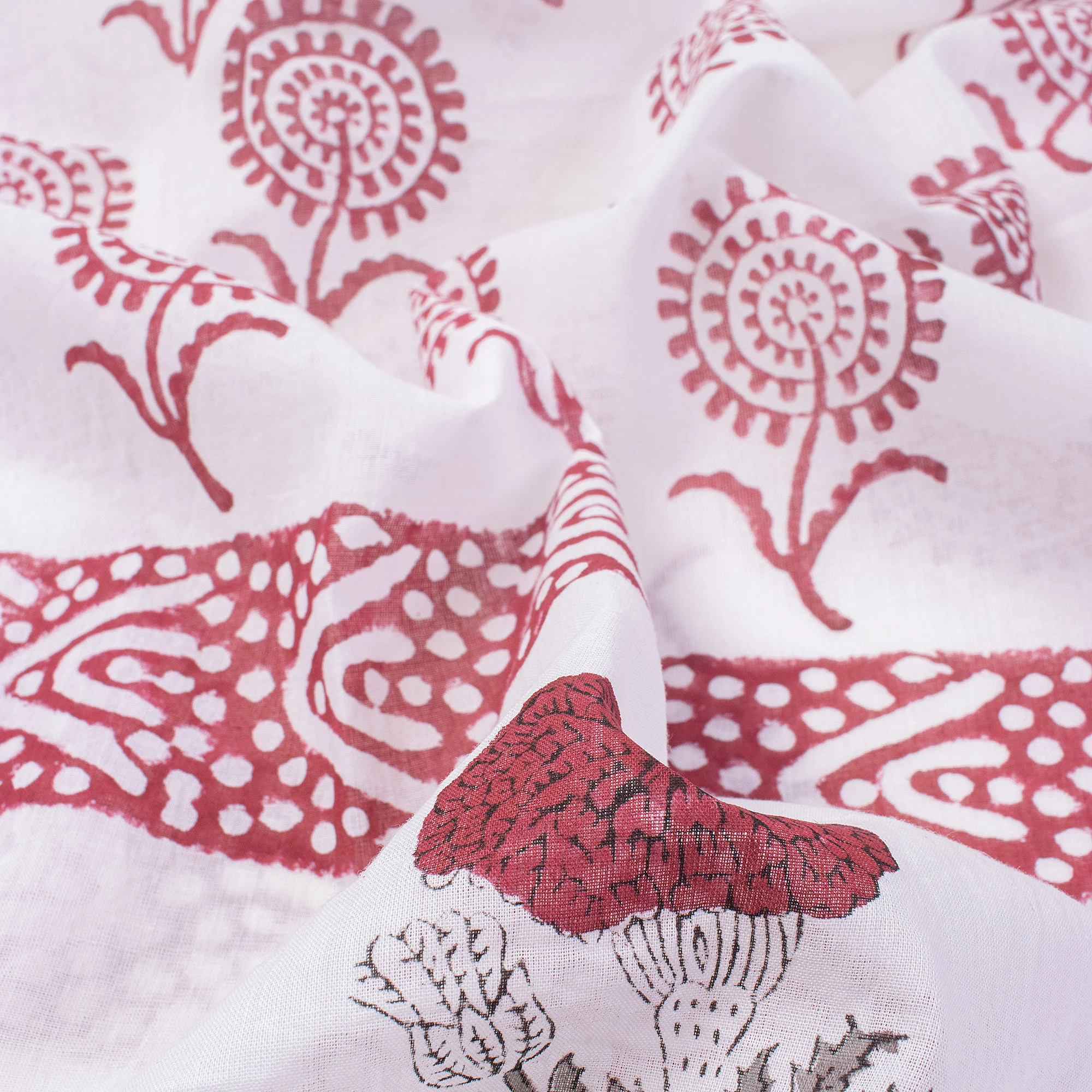 Floral Hand Block Print Fabric Beach Sarong Wrap For Women - Image 6