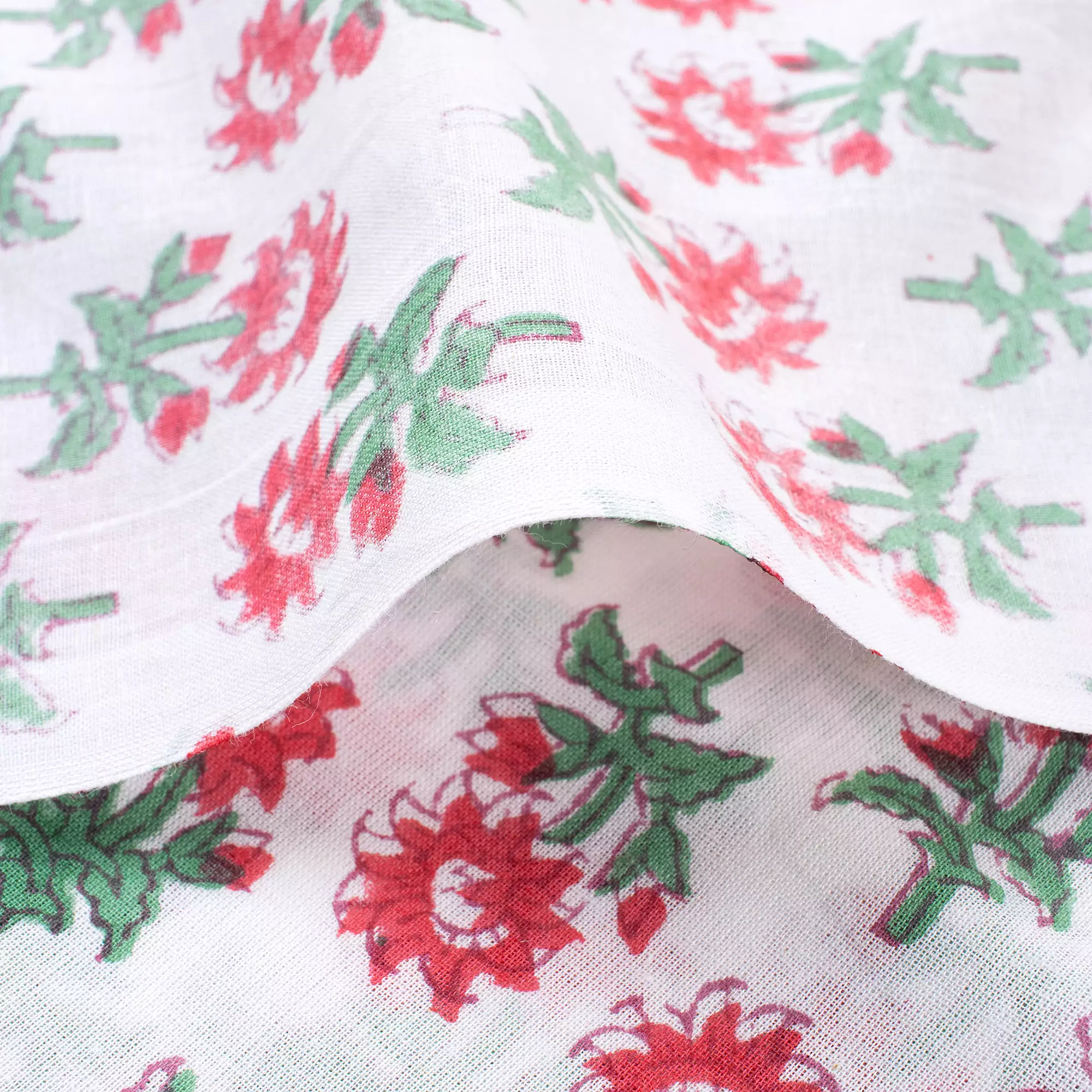 Floral Hand Block Printed Cotton Fabric for Clothing - Image 2