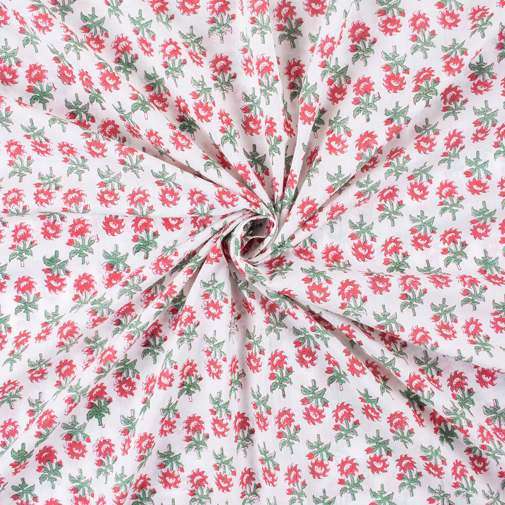 Floral Hand Block Printed Cotton Fabric for Clothing - Image 4