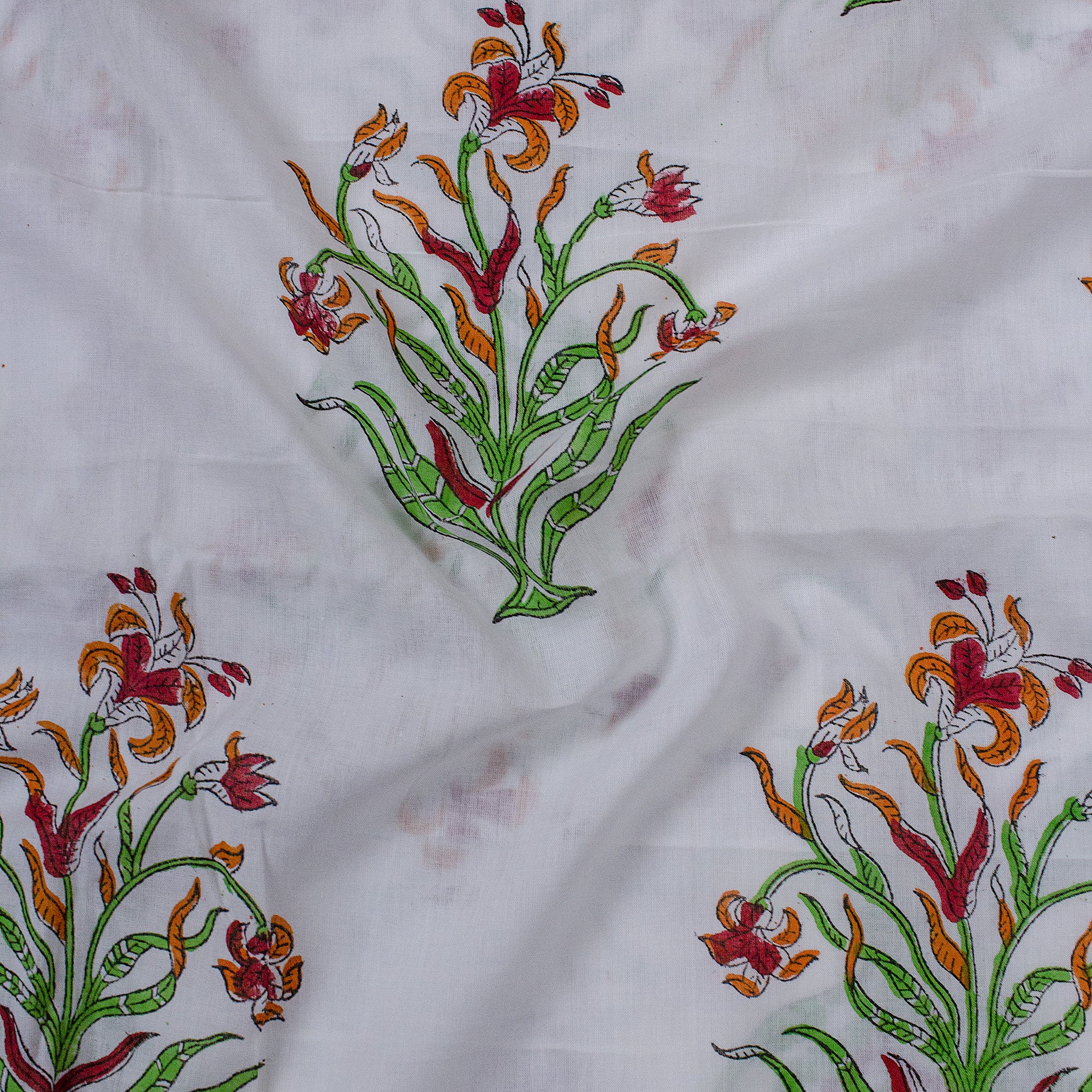 Floral Indian Hand Block Printed Pure Cotton Fabric by Yard - Image 3