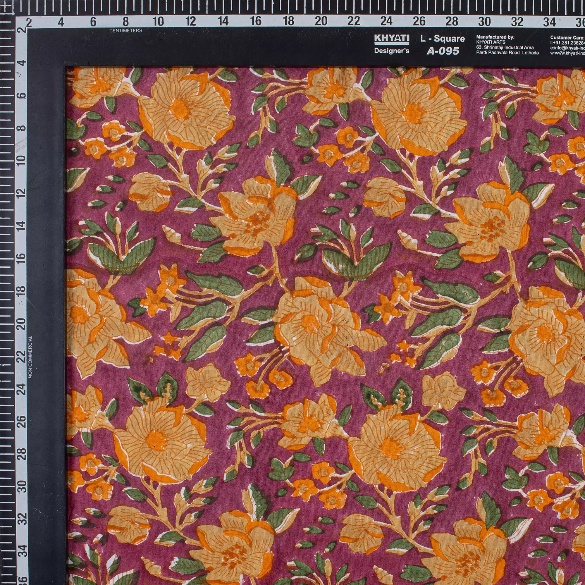 Floral Hand Block Printed Indian Fabric - Image 3