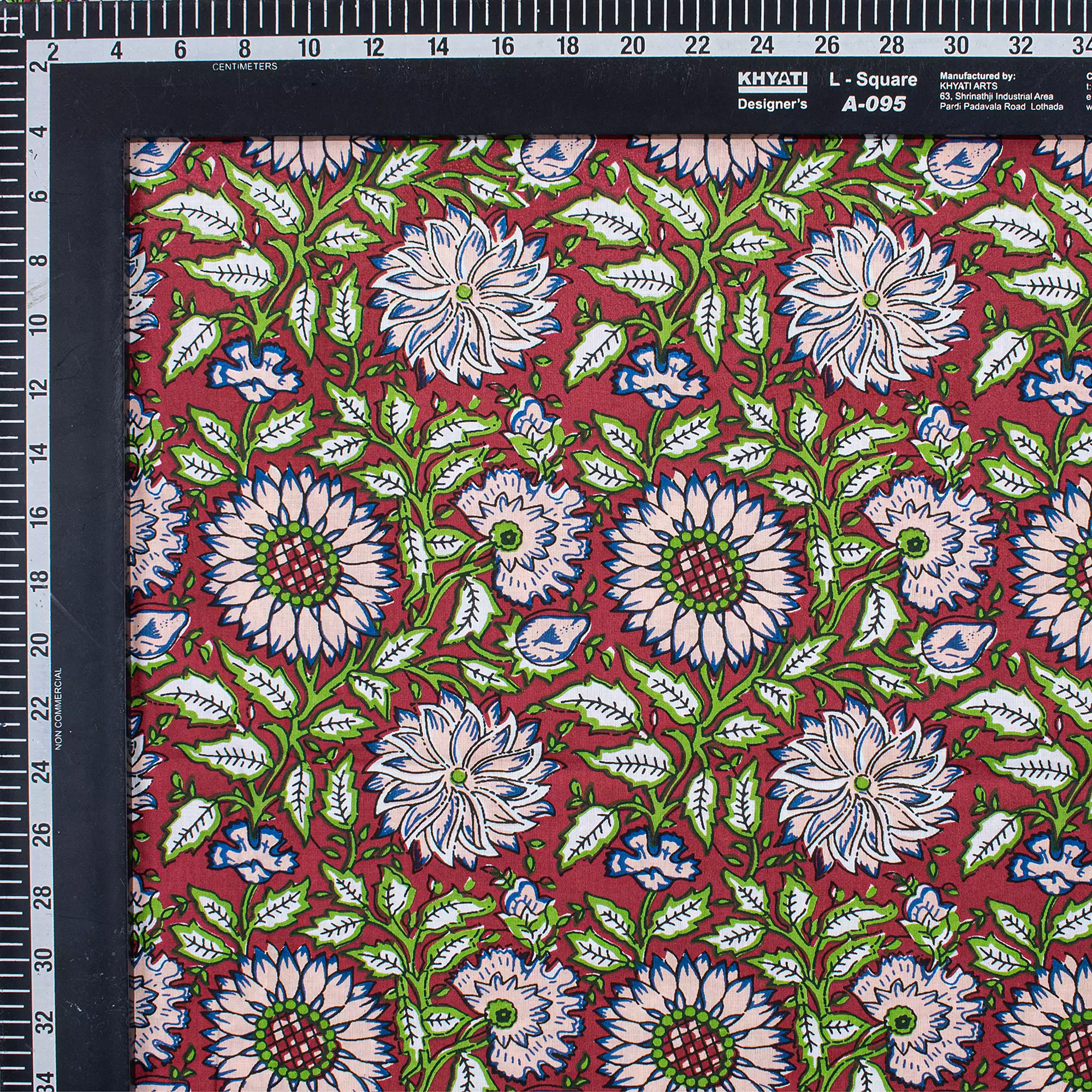 Floral Hand Block Printed Organic Cotton Fabric - Image 3