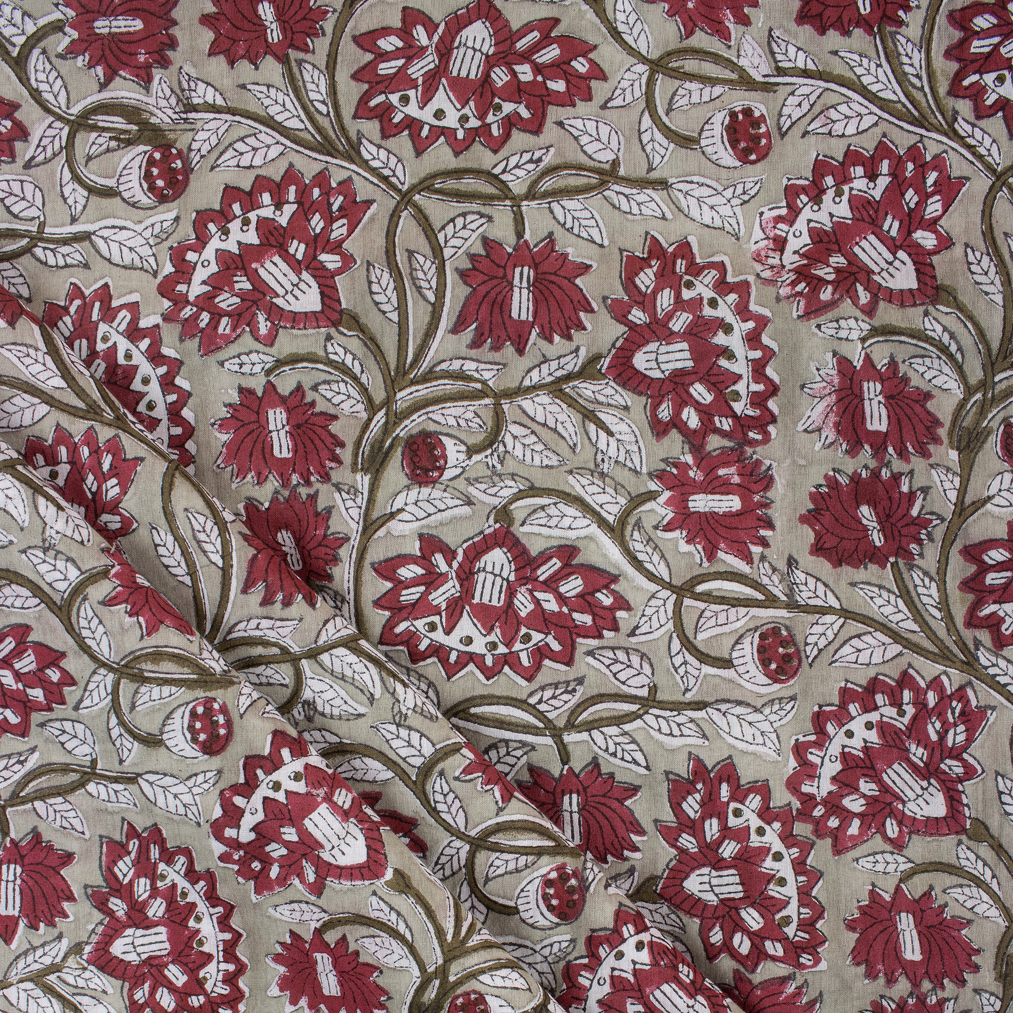 Floral Handmade Block Printed Fabric