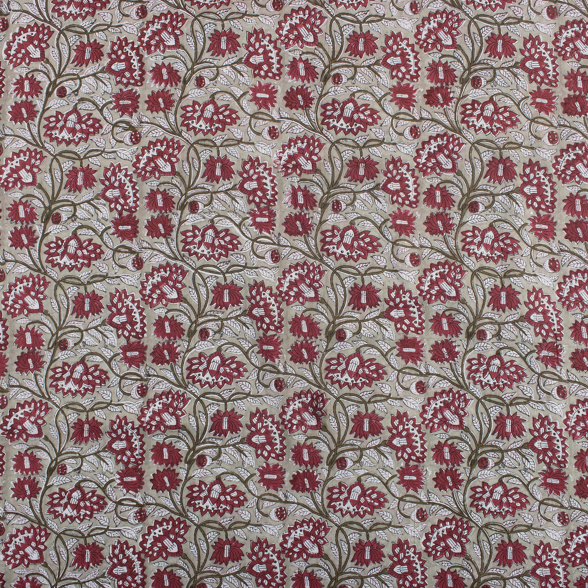 Floral Handmade Block Printed Fabric - Image 2