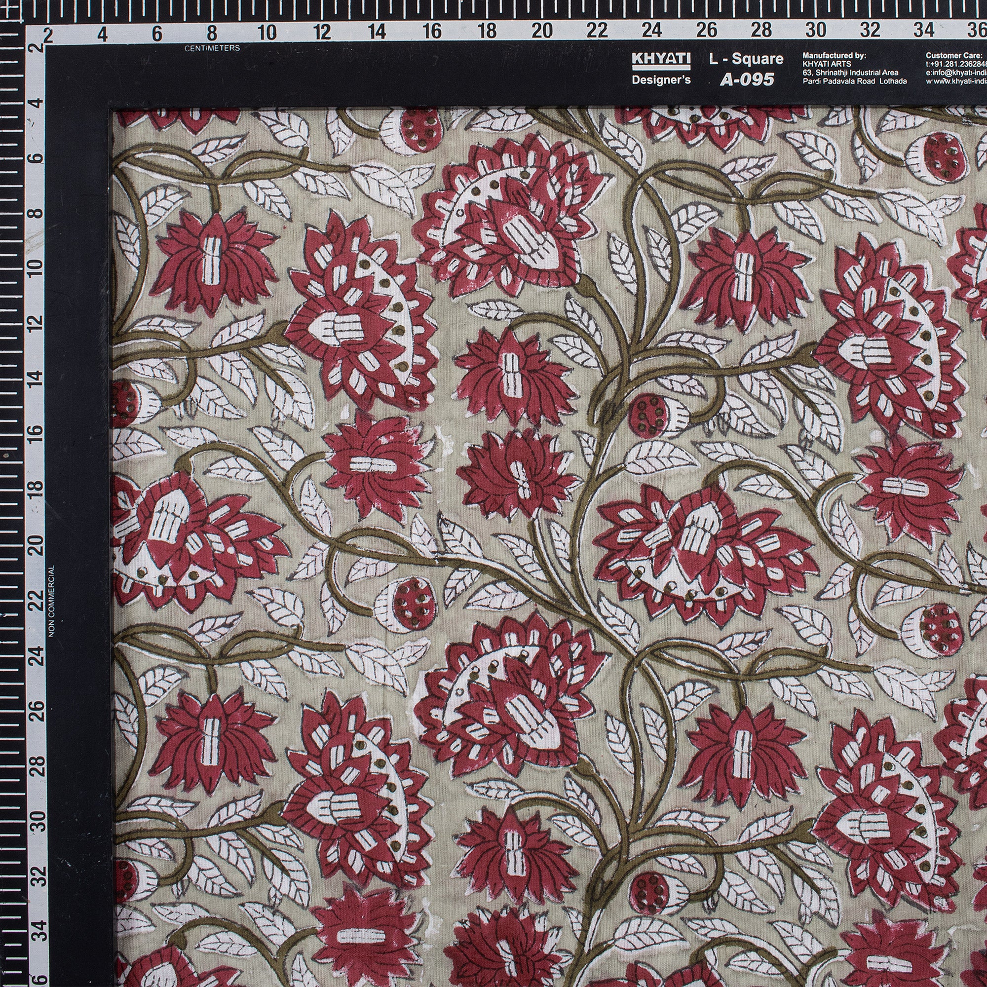 Floral Handmade Block Printed Fabric - Image 3