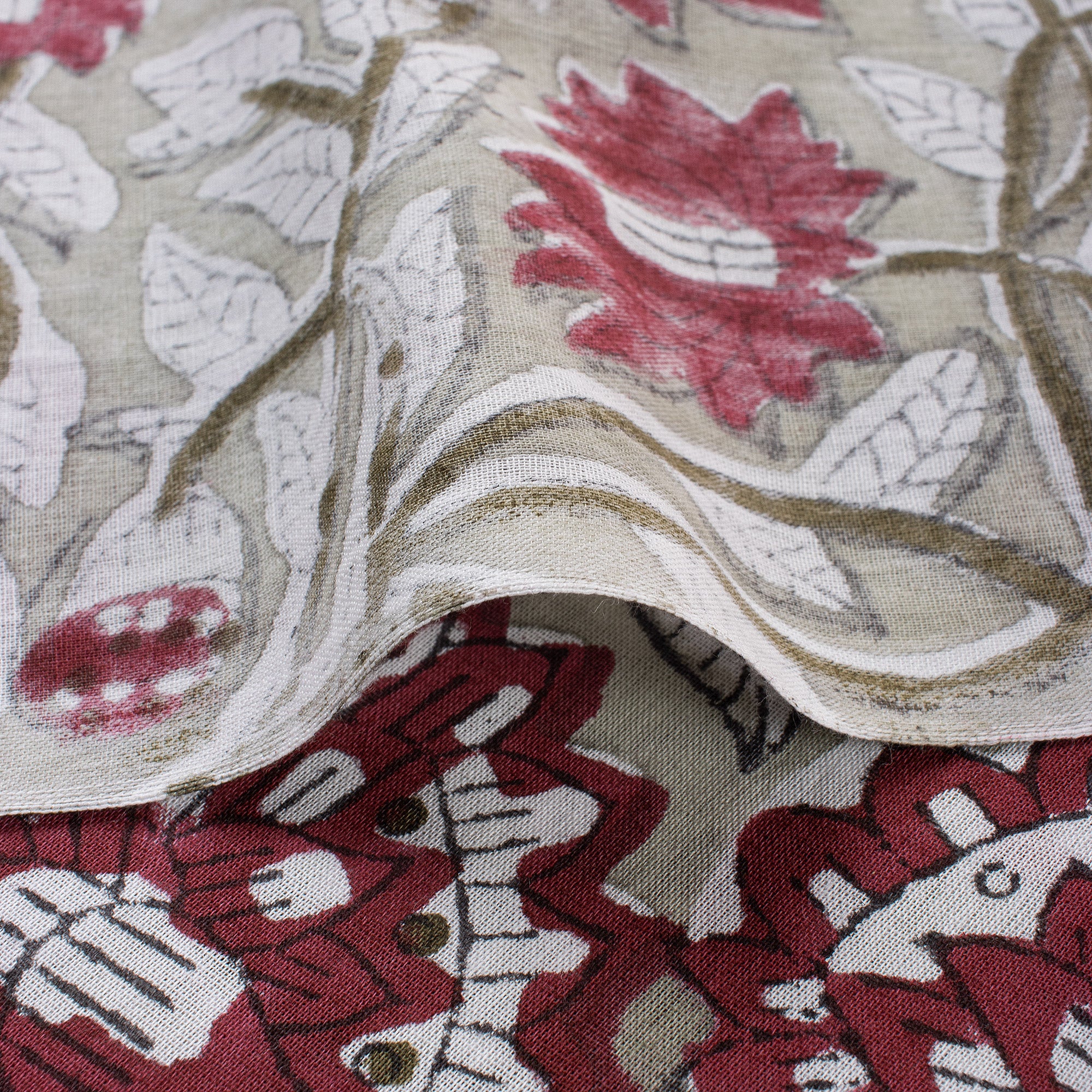 Floral Handmade Block Printed Fabric - Image 4