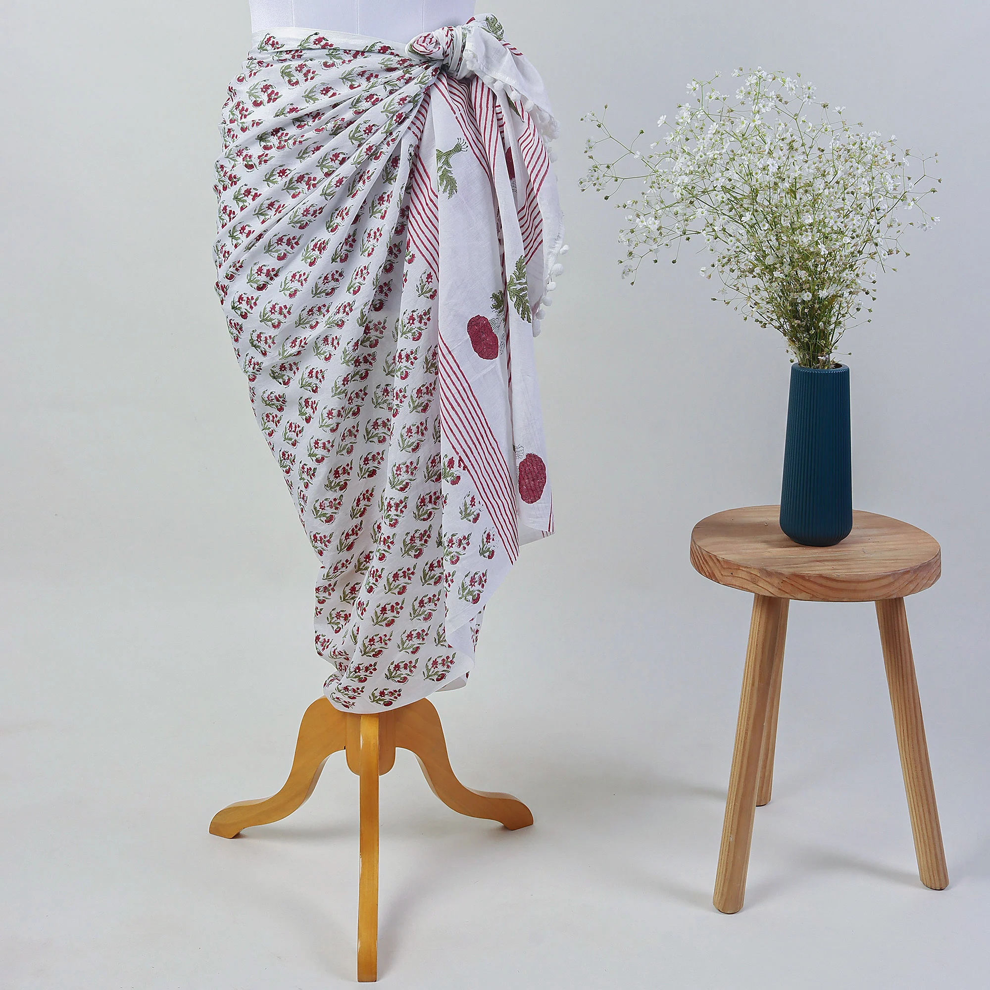 Floral Handmade Cotton Beach Sarong - Image 2