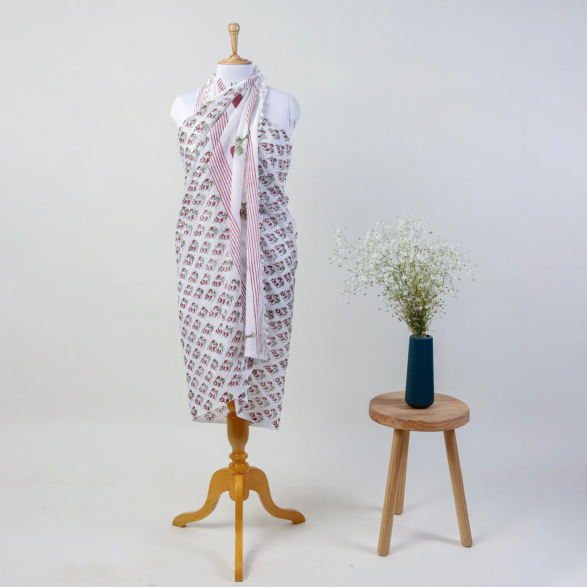 Floral Handmade Cotton Beach Sarong - Image 3