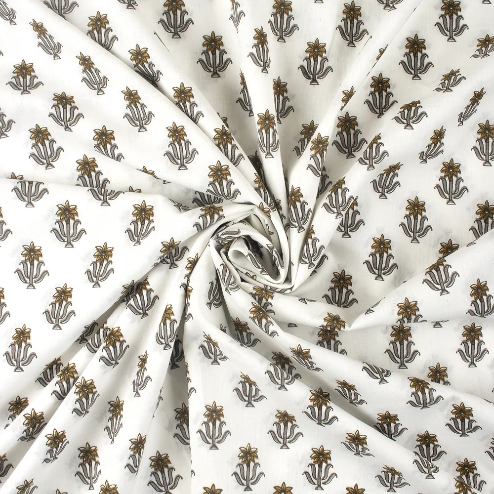Floral Indian Hand Block Printed Fabric - Image 3