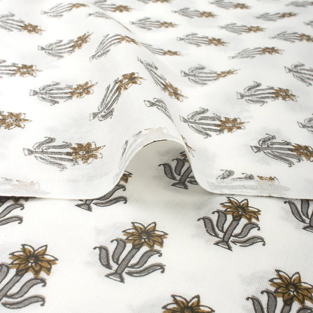 Floral Indian Hand Block Printed Fabric - Image 5