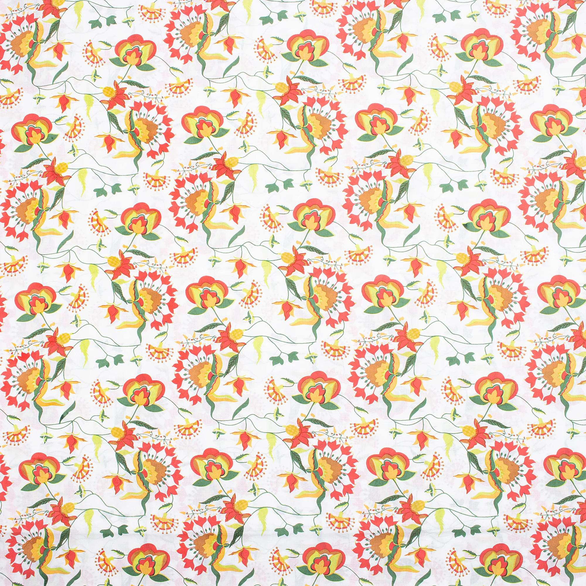 Red Floral Organic Cotton Hand Block Printed Fabric - Image 5