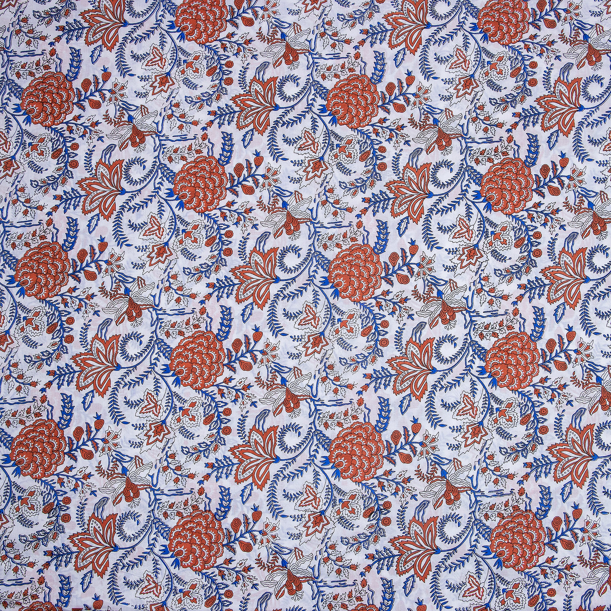 Organic Floral Indian Hand Block Printed Cotton Dress Fabric - Image 4