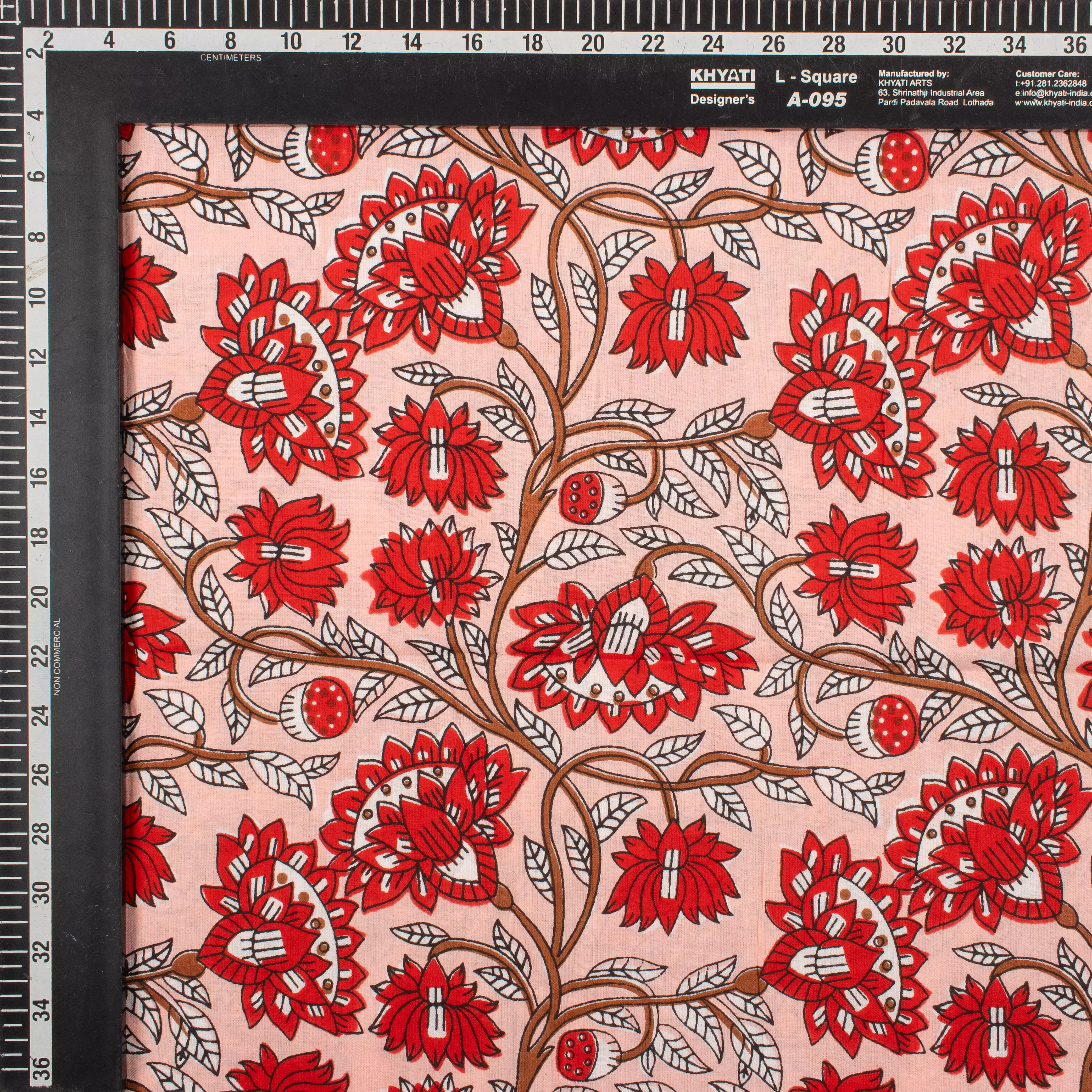 Floral Pure Cotton Block Printed Fabric India - Image 3