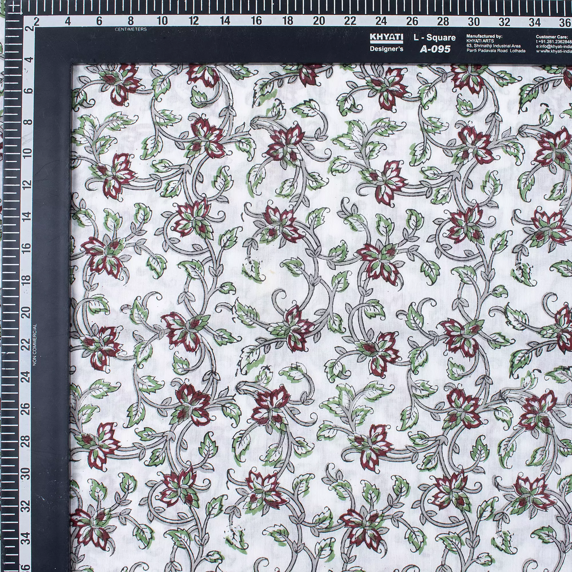 Floral Pure Cotton Hand Block Printed Fabric - Image 2