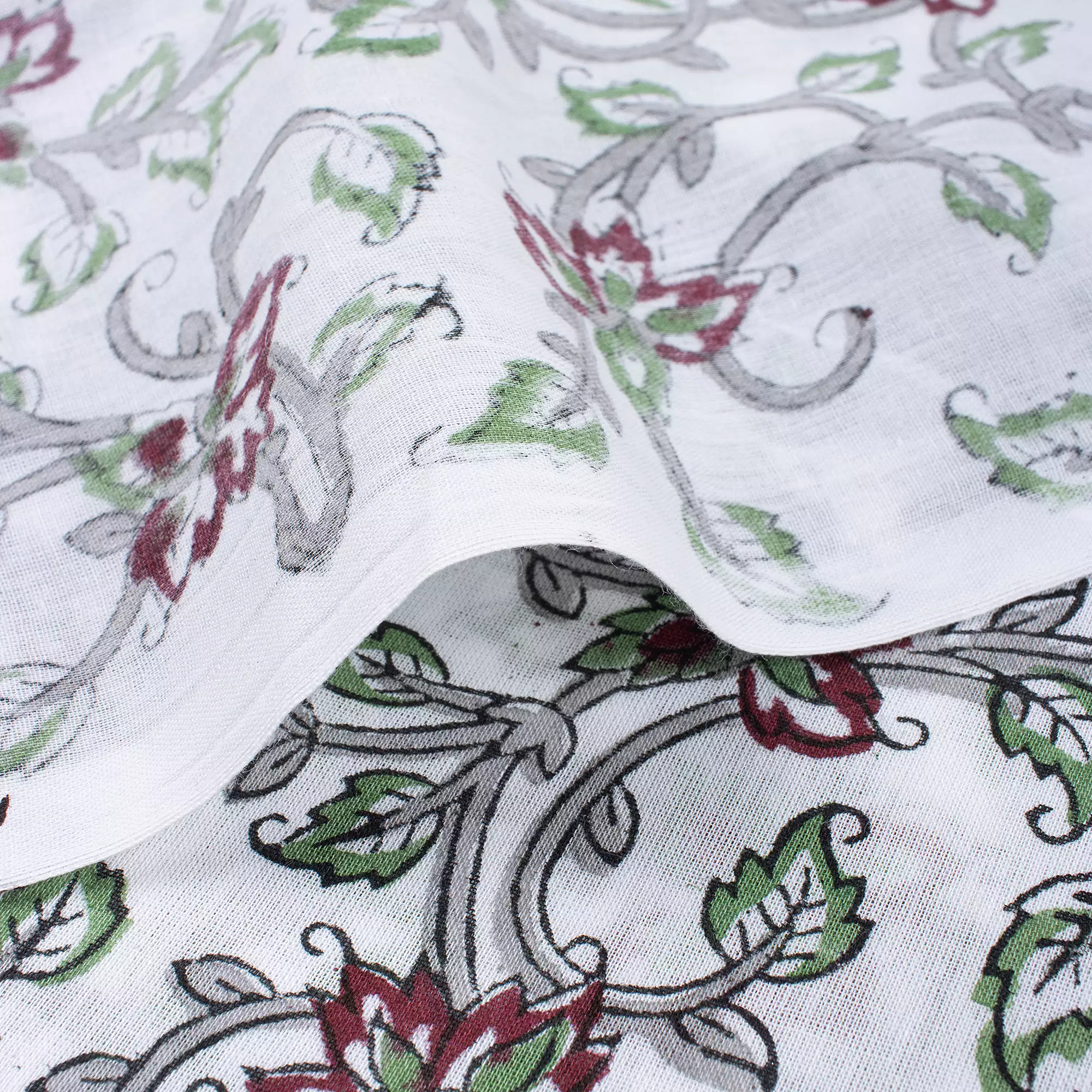Floral Pure Cotton Hand Block Printed Fabric - Image 4