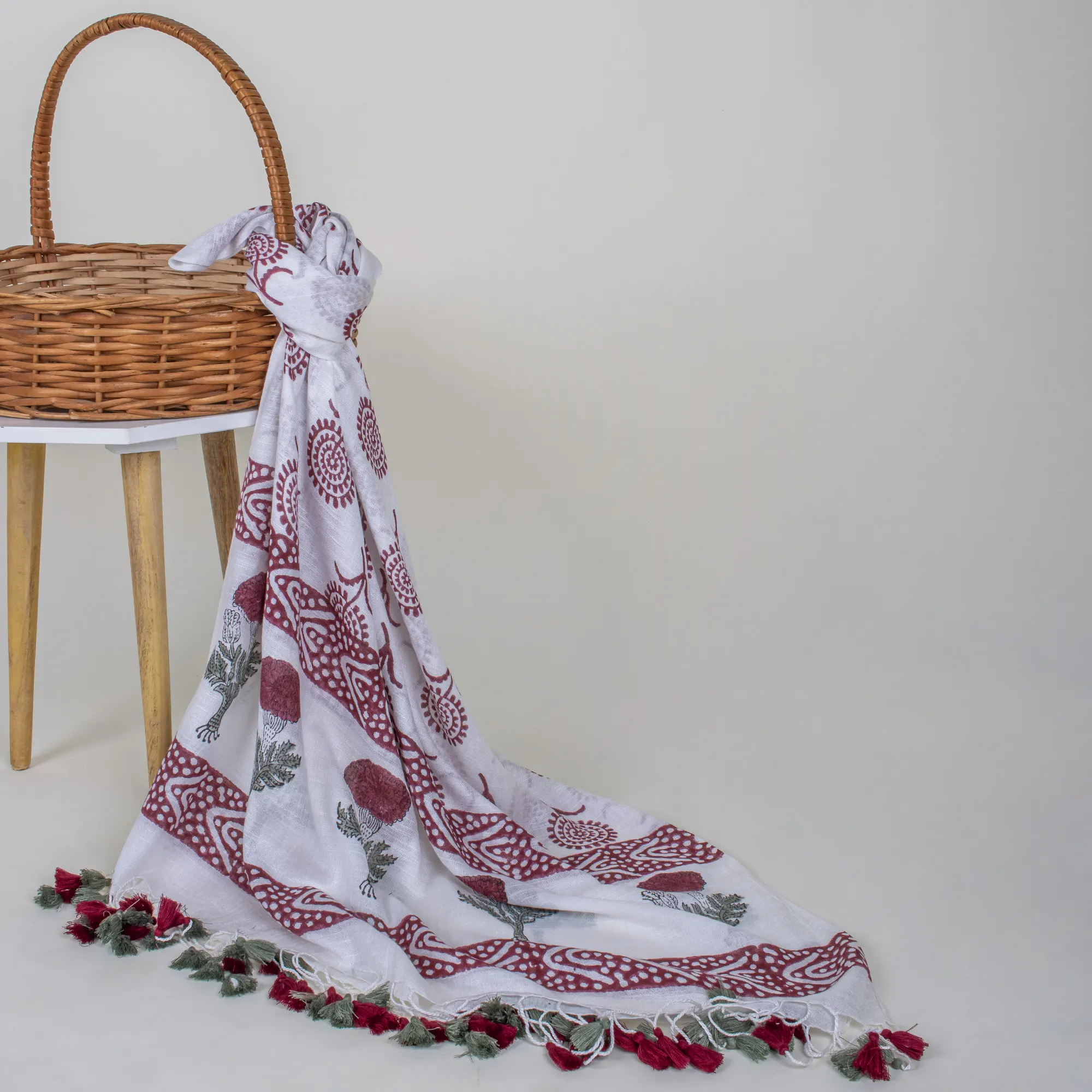Floral Women's Handmade Block Printed Soft Pure Cotton Scarfs - Image 6