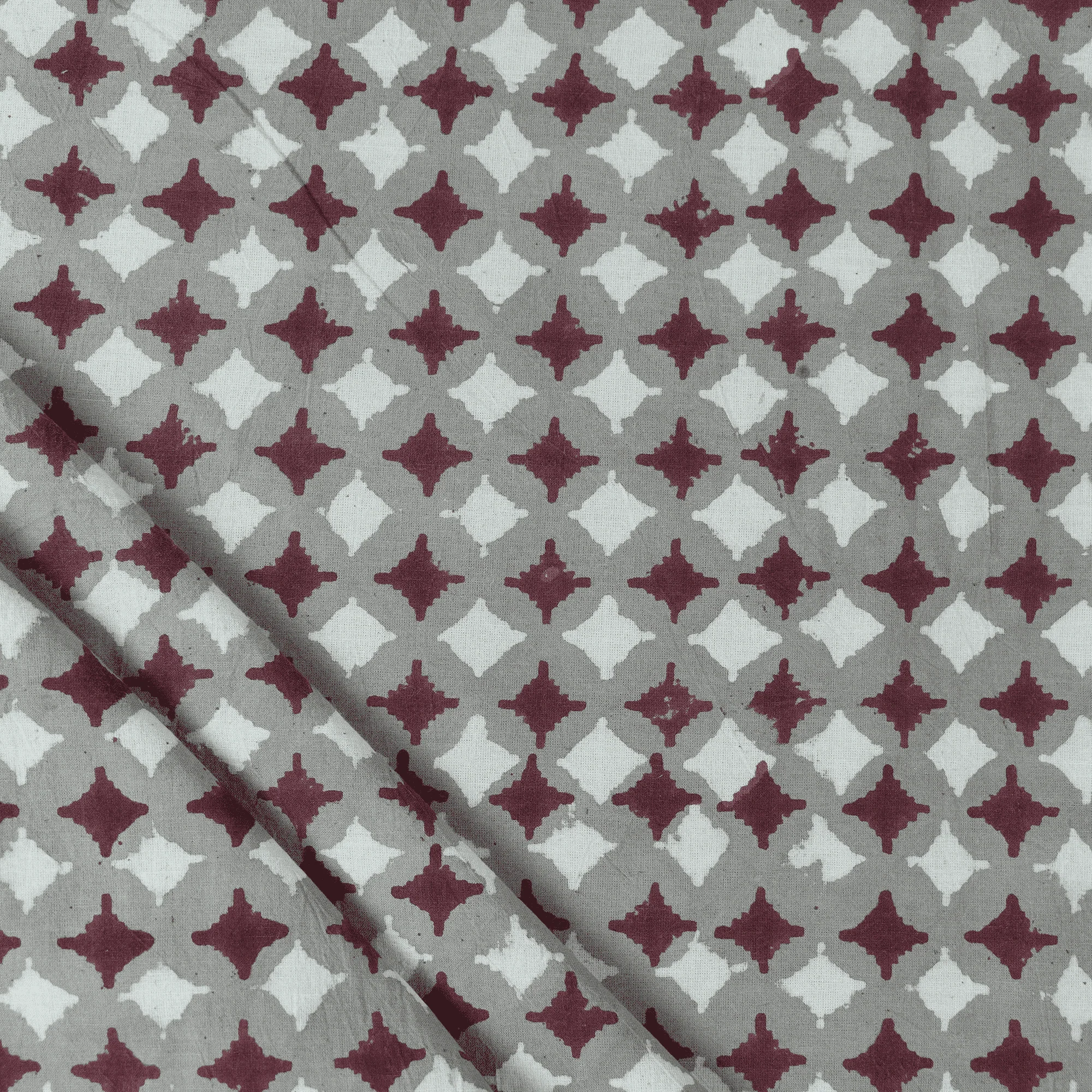 Geometrical Indian Hand Printed Pure Cotton Kashish Red Fabric for Kaftan - Image 2