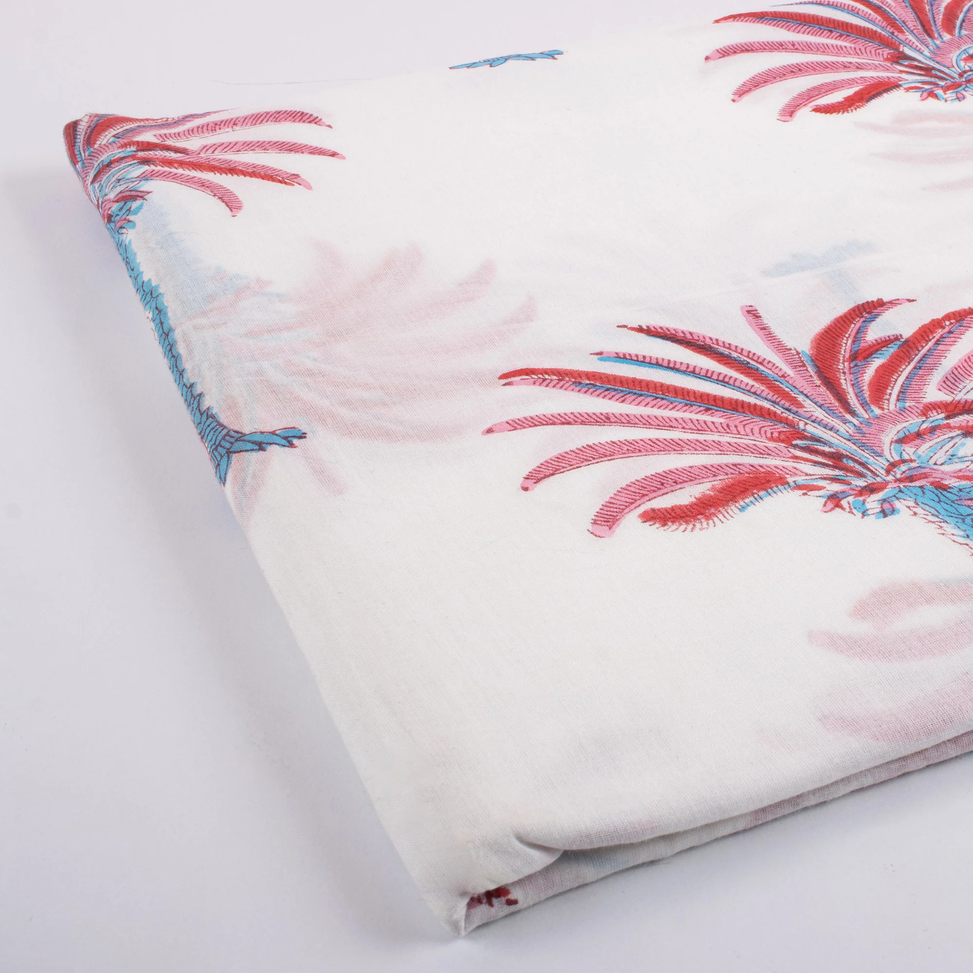 Palm Tree Hand Block Print Cotton Fabric Material - Image 5