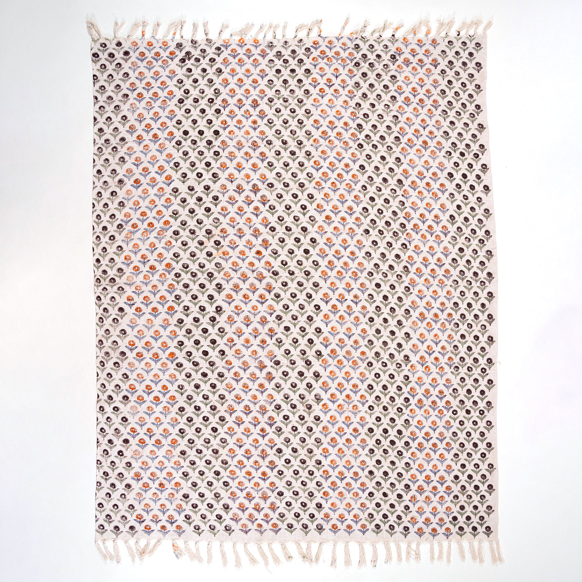 Multicolor Floral Indian Handcrafted Block Printed Pure Cotton Throw Blankets for Bed - Image 3