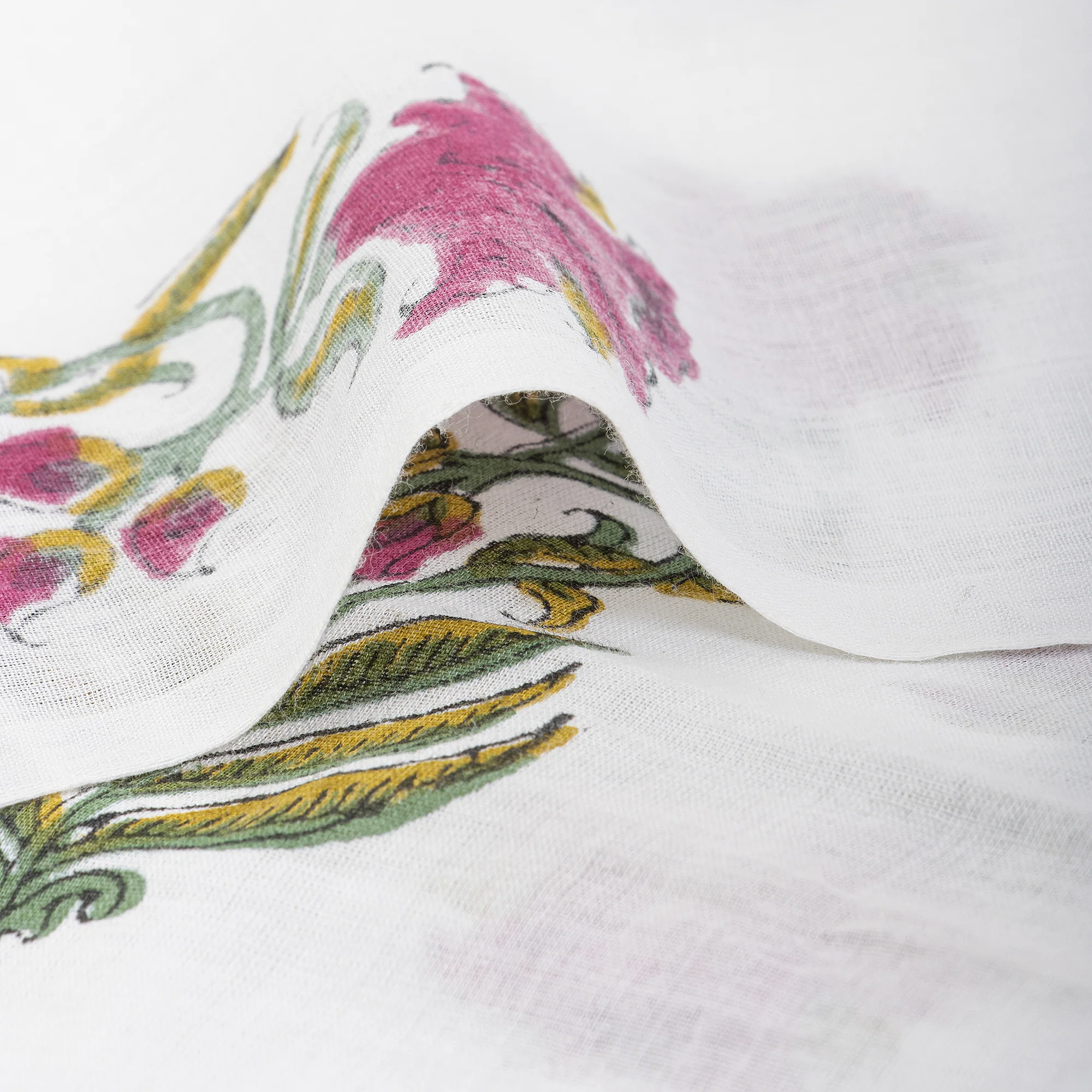 Organic Floral Hand Block Printed Cotton Fabric for Kimono Dress - Image 5