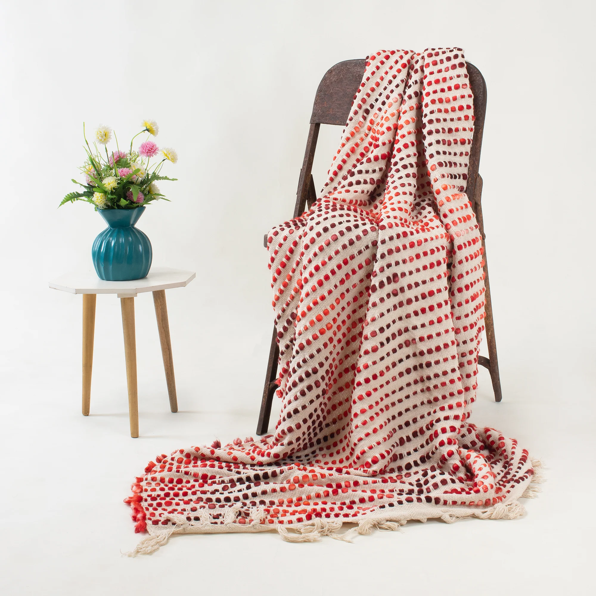 Indian Handmade Organic Cotton Woven Throw for Couch | Sofa