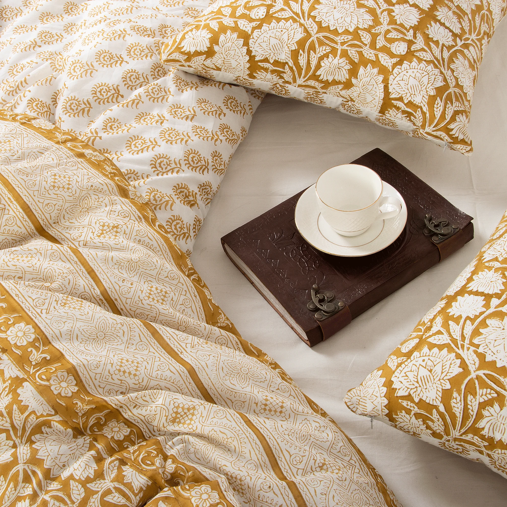 Hand Block Printed Floral Cotton Duvet Cover - Image 5