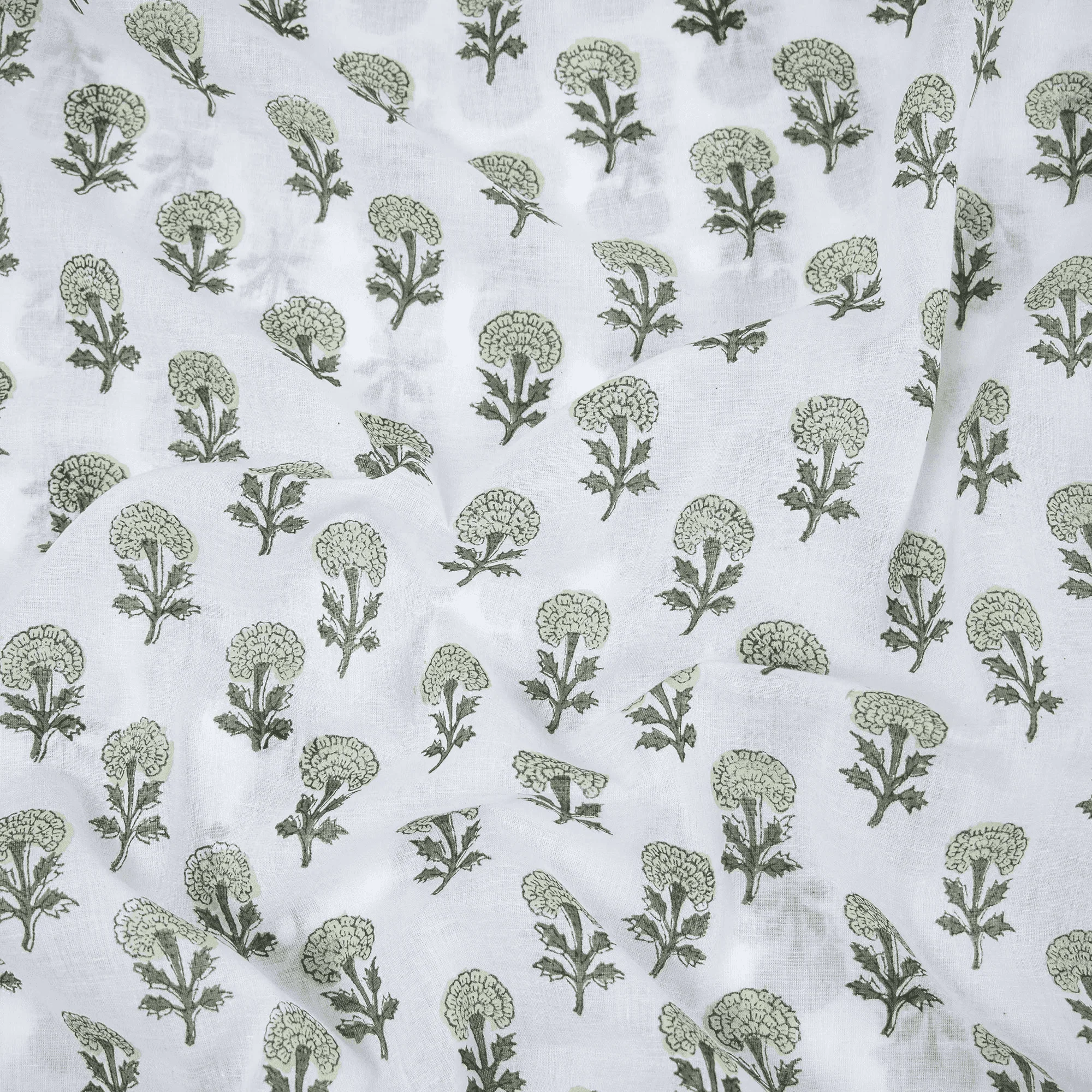 Floral Indian Hand Printed Pure Cotton Mud Blocked Fabric Cloth - Image 4