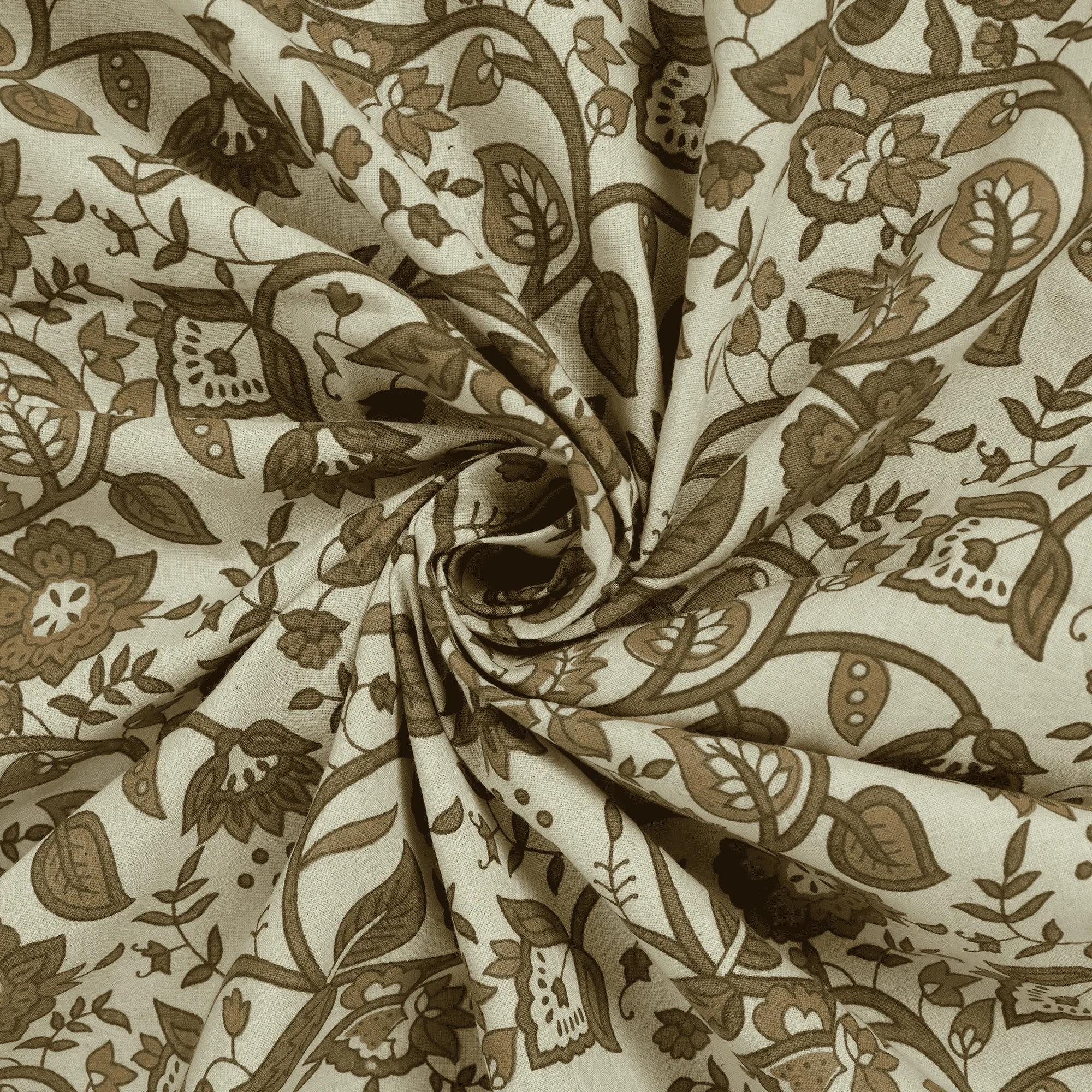 Luxurious Floral Hand Blocked Pure Cotton Printed Clothing Fabric - Image 5