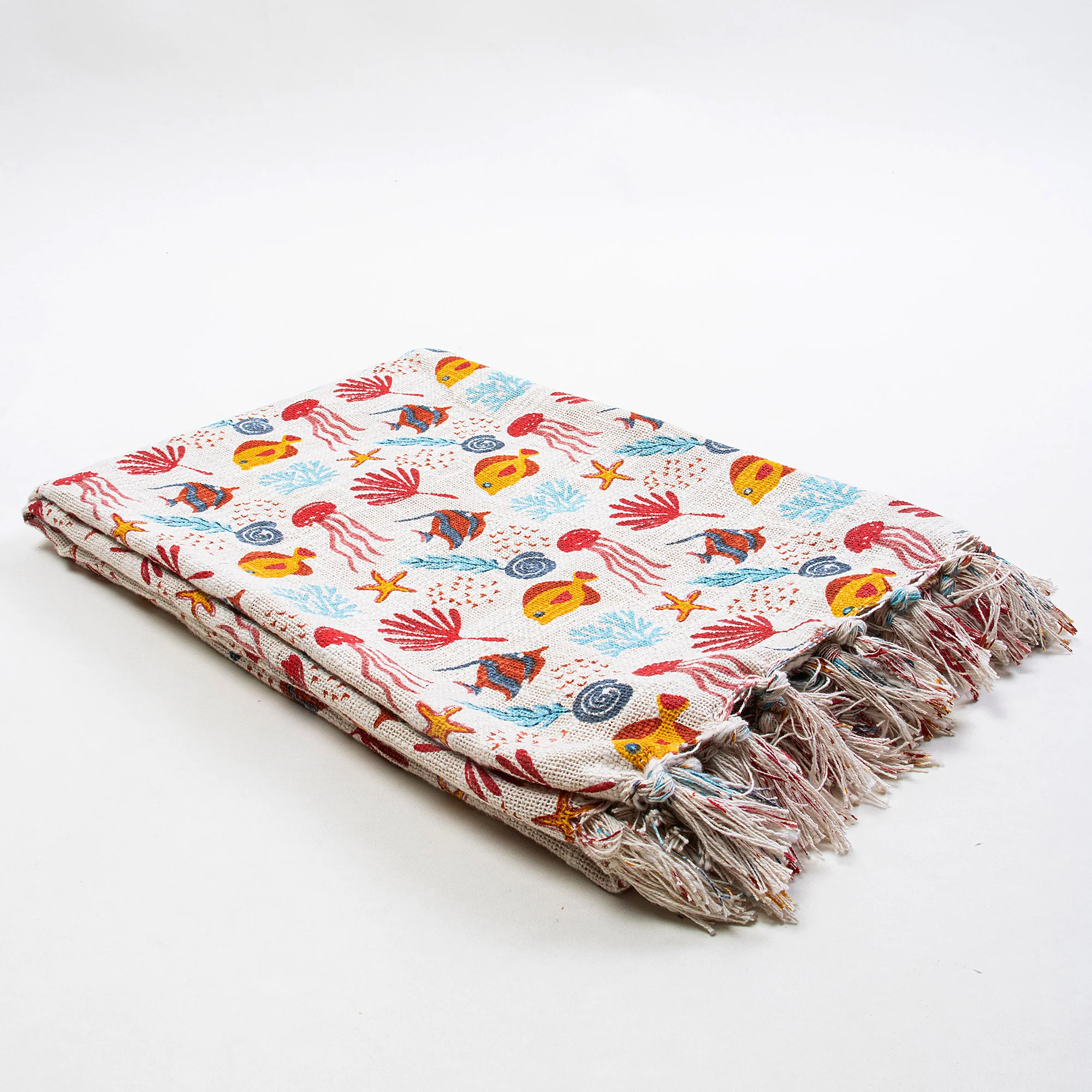 Animal Print Indian Hand Block Printed Pure Cotton Throw Blankets - Image 3