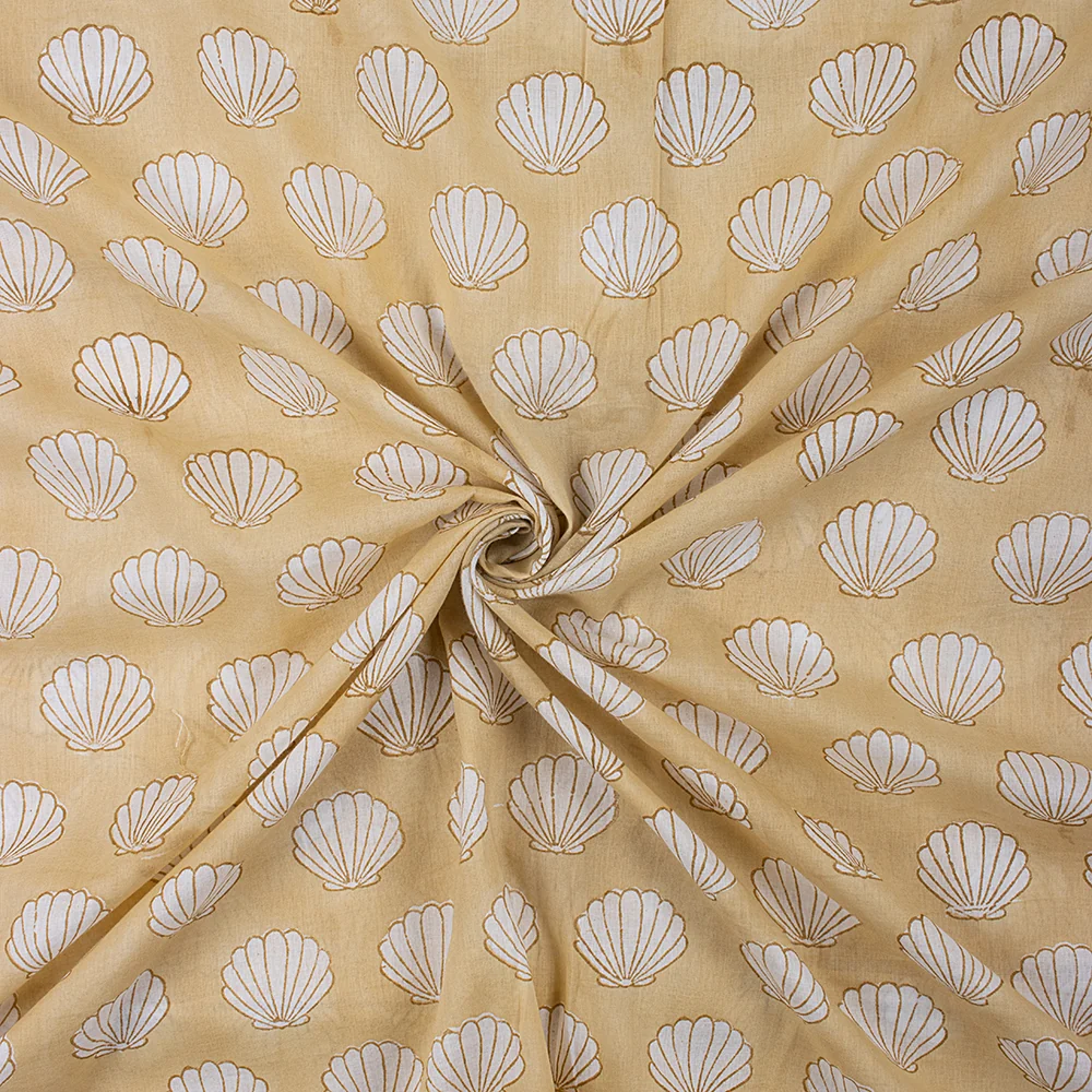 Sea Cell Hand Block Printed Brown Fabric - Image 2