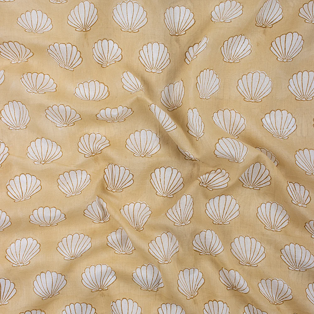 Sea Cell Hand Block Printed Brown Fabric - Image 5