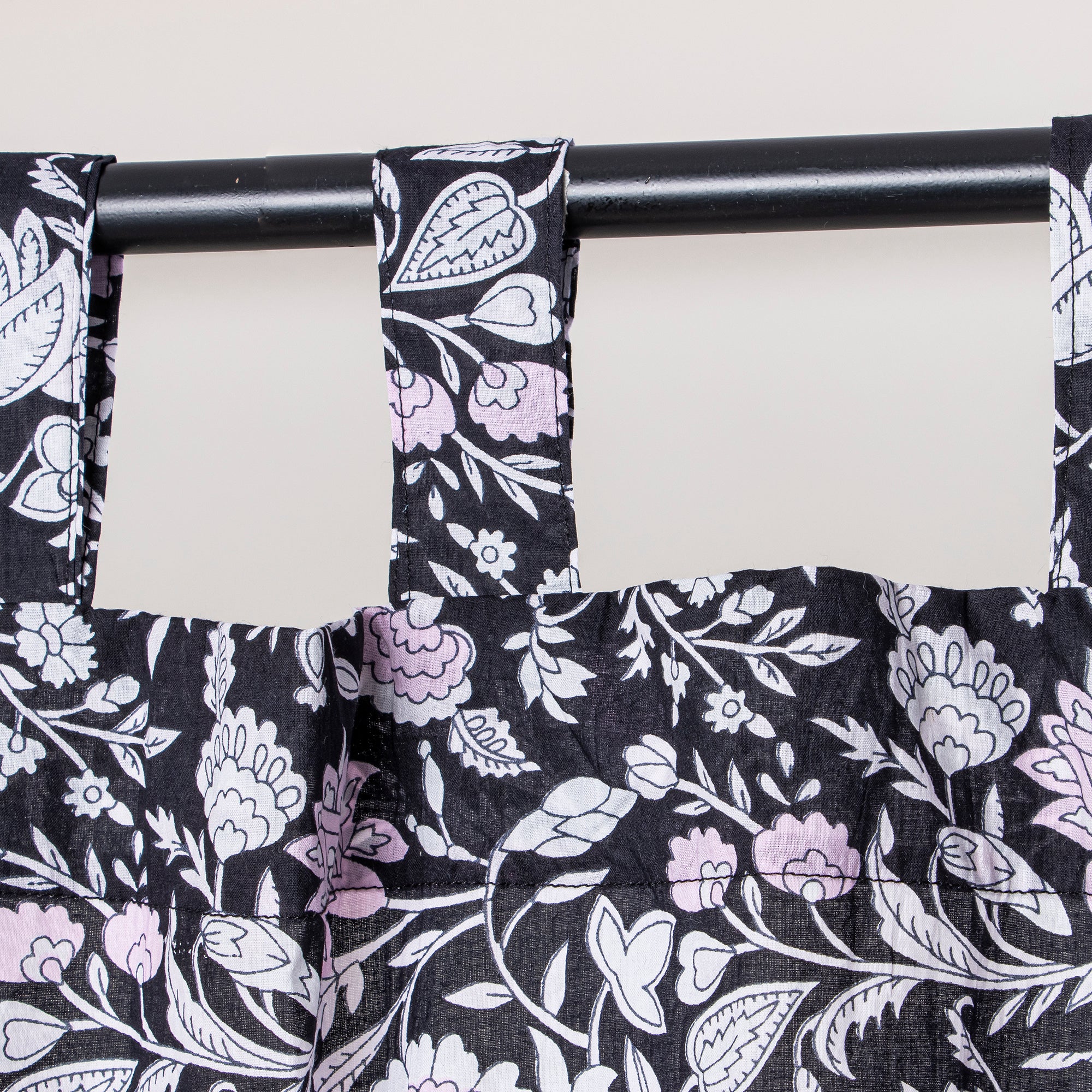 Set of 2 Indian Hand Block Print Floral Curtains - Image 4