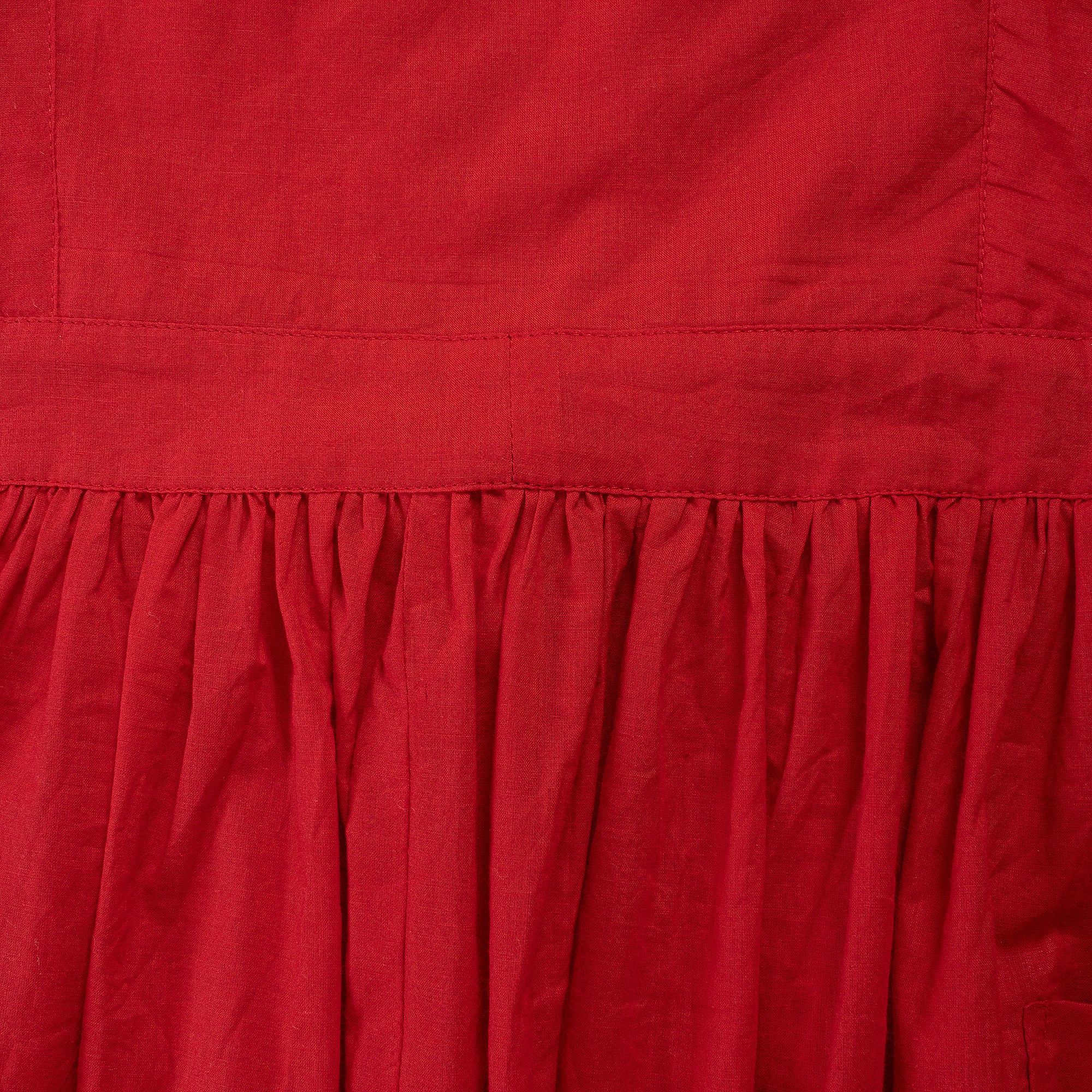 Stylish Solid Indian Hand Dyed Cotton Women's Apron Dress with Pockets - Image 5