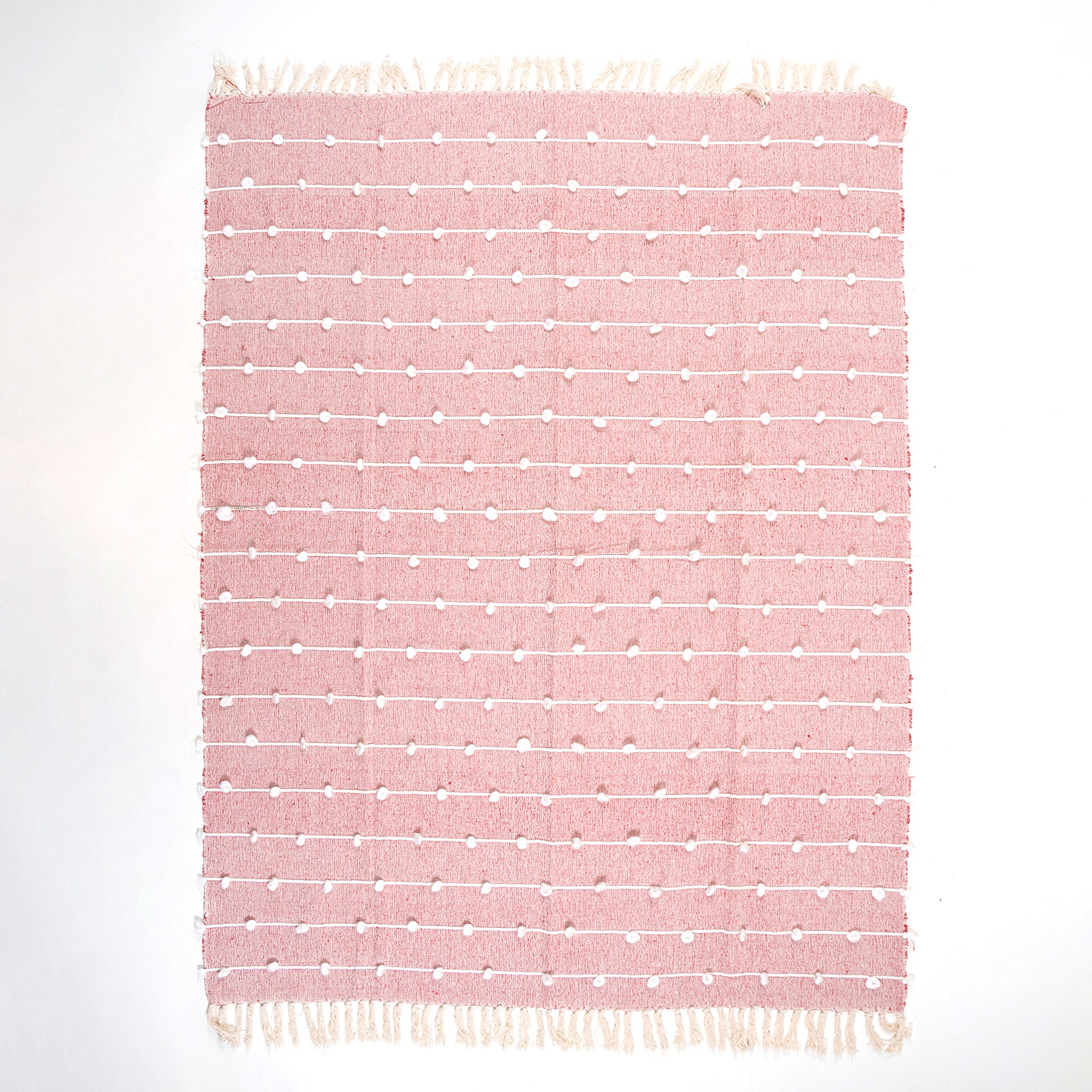 Luxury Pink Pure Cotton Hand Woven Throw Blanket - Image 4