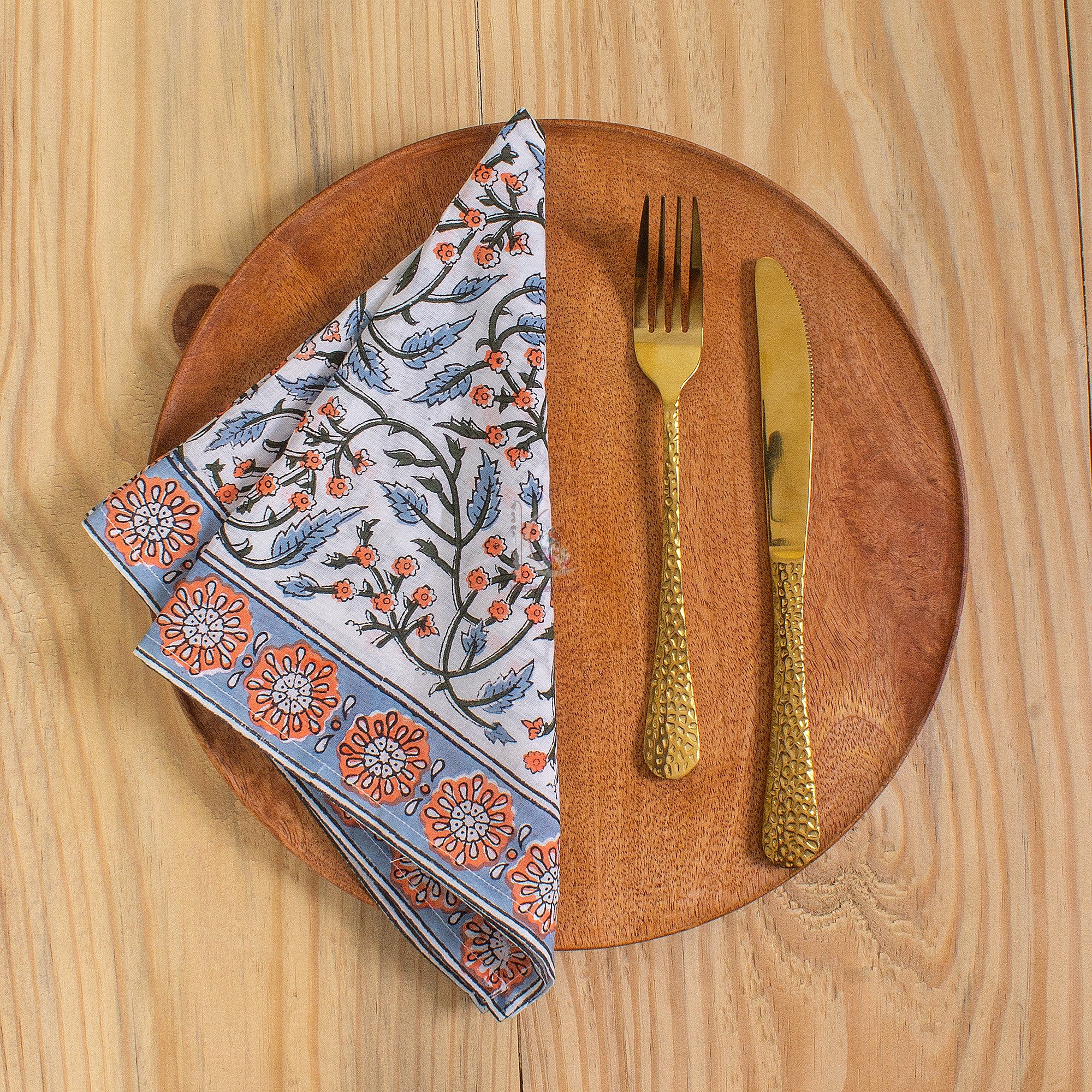 Indian Floral Hand Block Printed Cotton Dining Table Cover - Image 6