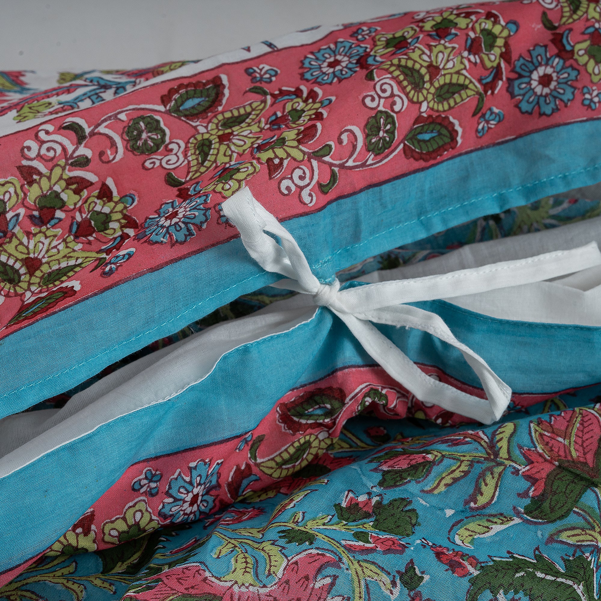 Multicolor Hand Block Printed Floral Duvet Cover - Image 2