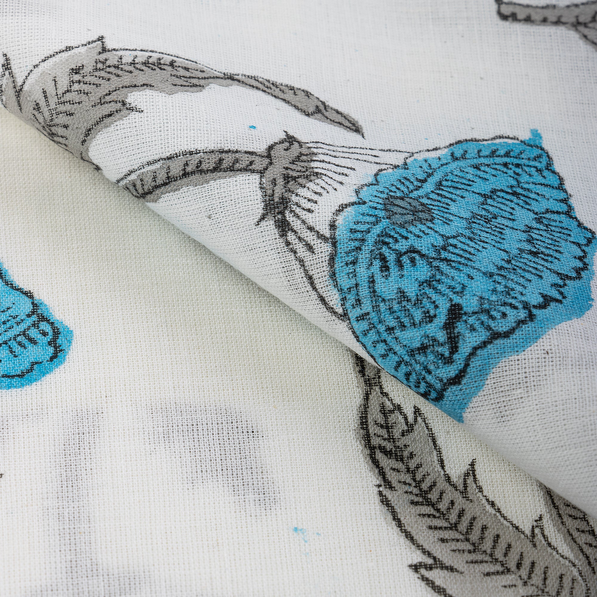 Floral Hand Block Printed Cotton Women's Clothing Fabric - Image 3