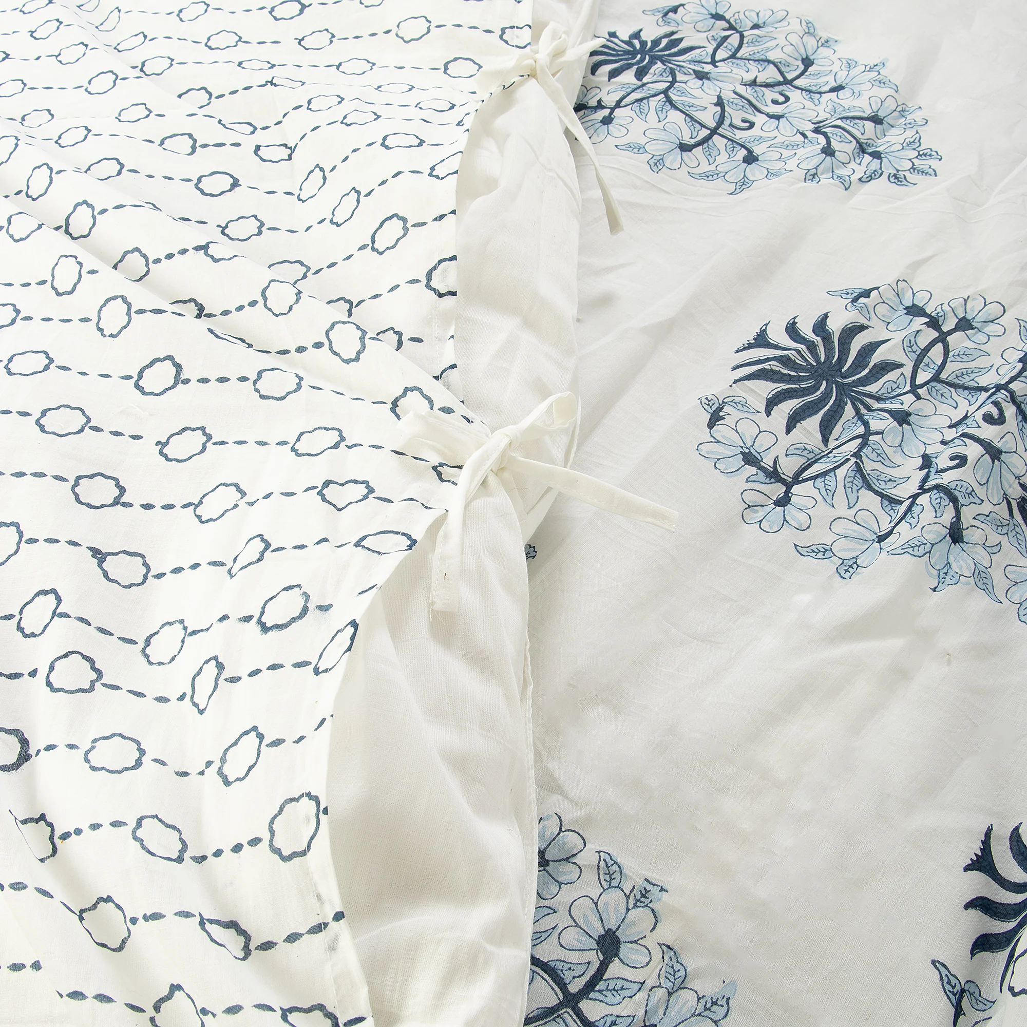 Minimalist Indian Block Printed Floral Duvet Cover - Image 3