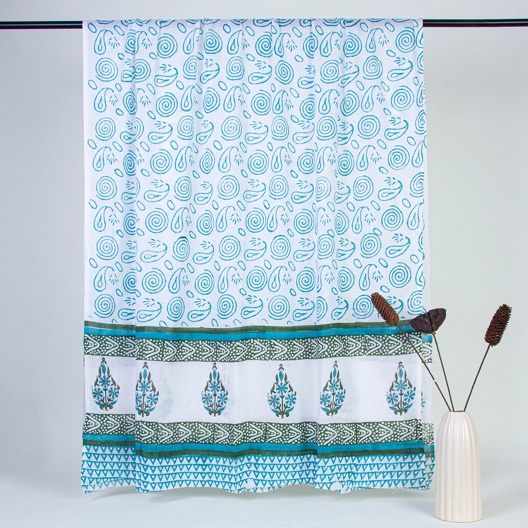 Woman unstitched Suit Set Cotton Dupatta Sky Blue geometrical Design - Image 3