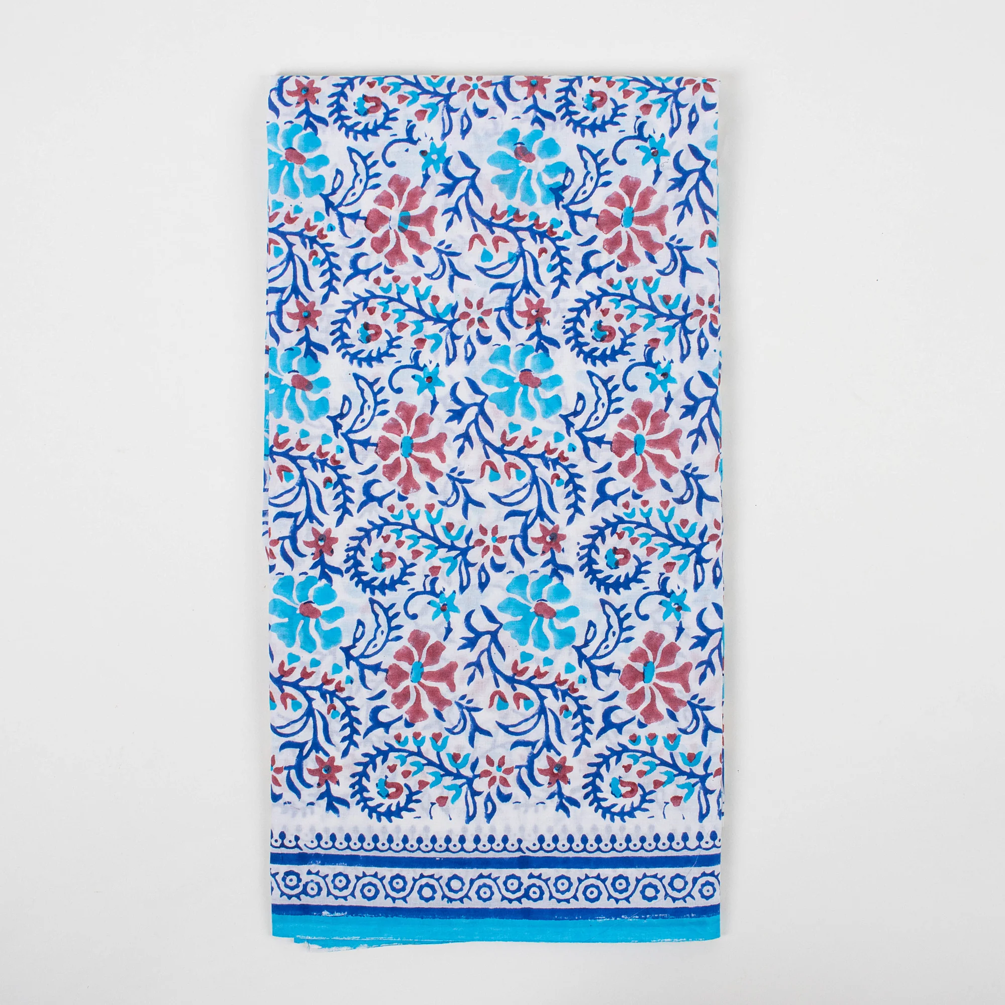Hand Block Sky Blue Print 3PC Suit Set Cotton Dress Material Kota Doria Dupatta - Image 4