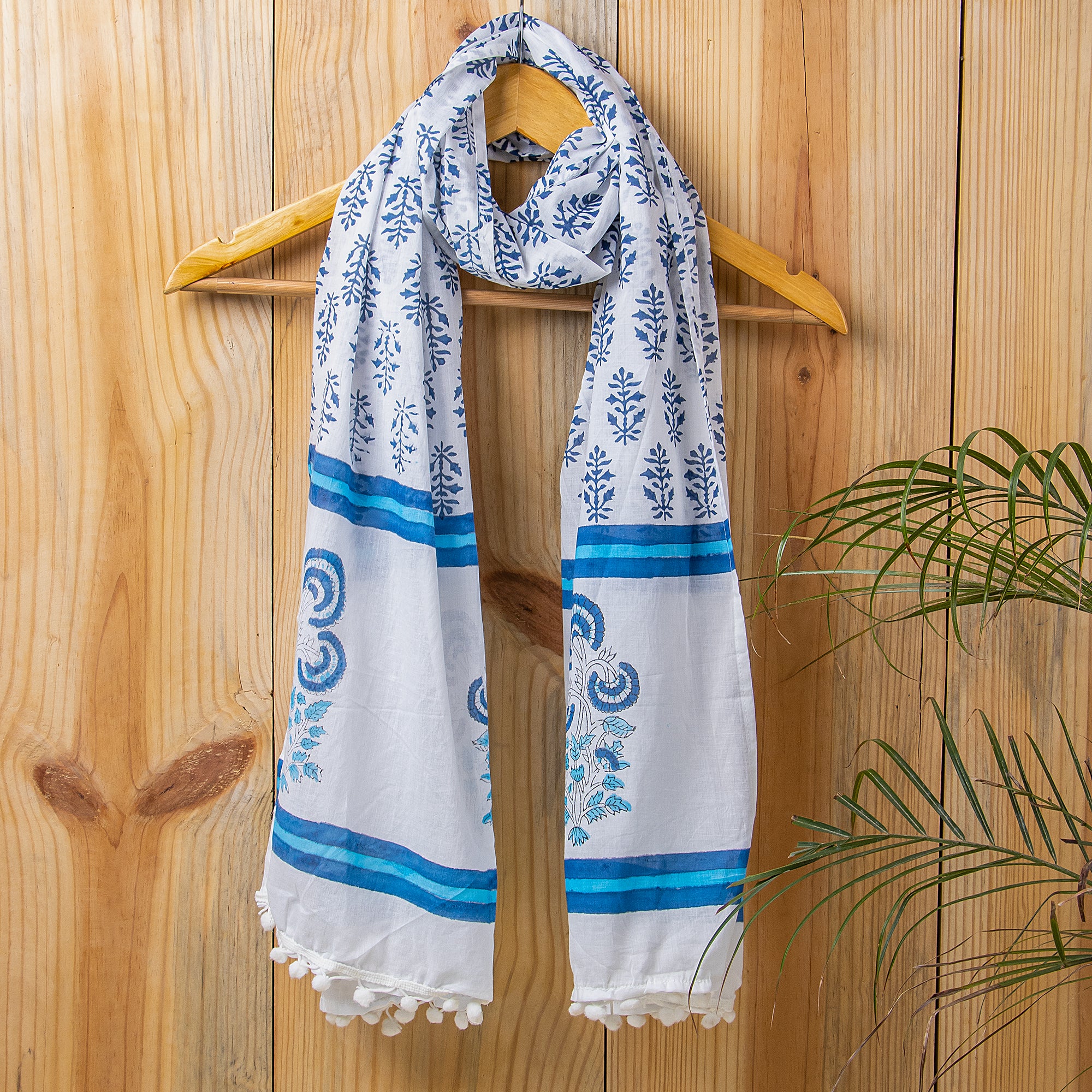 Stunning Floral Pure Cotton Hand Block Printed Women's Stoles