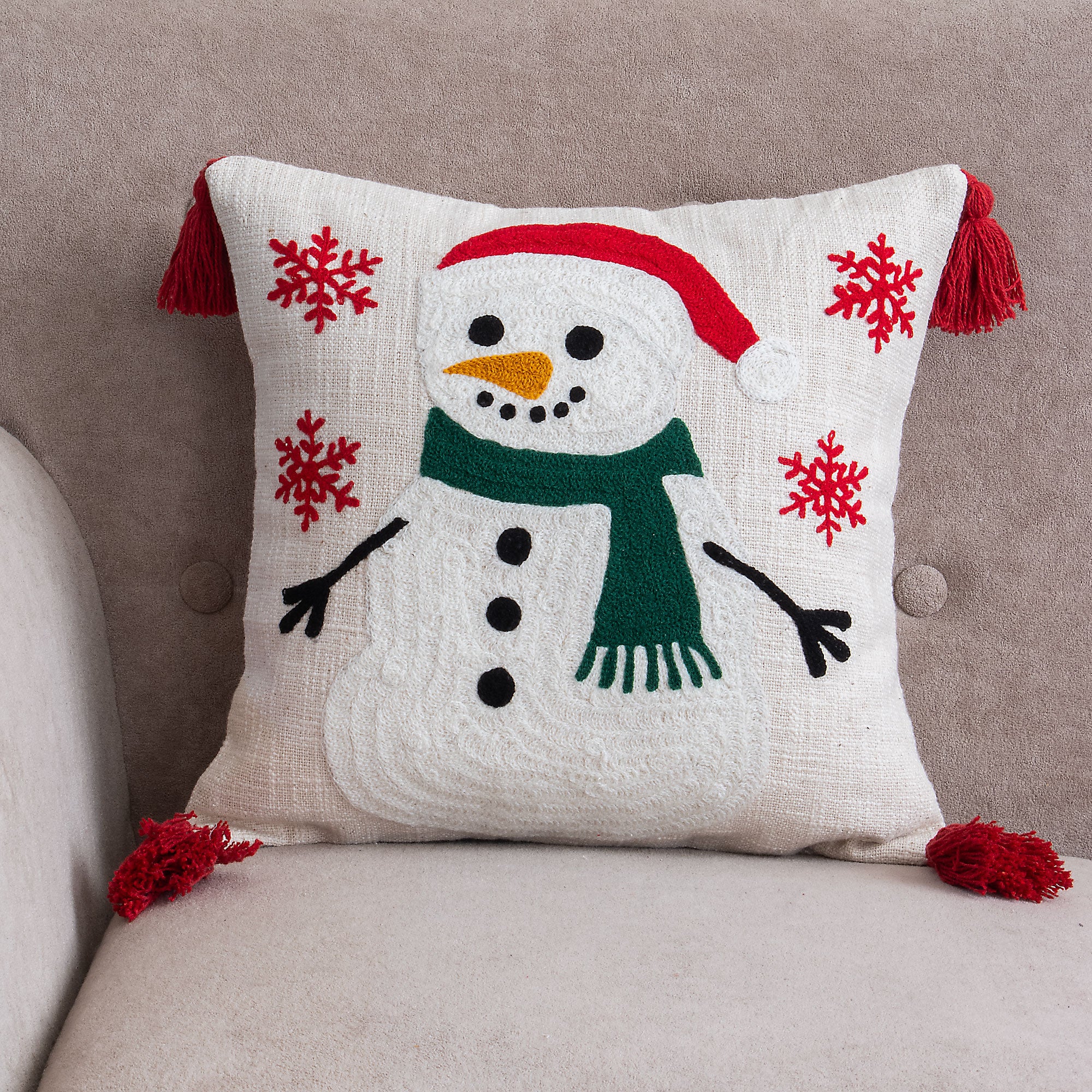 Snowman Christmas Tufted Cushion Cover Set of 2 - Image 5