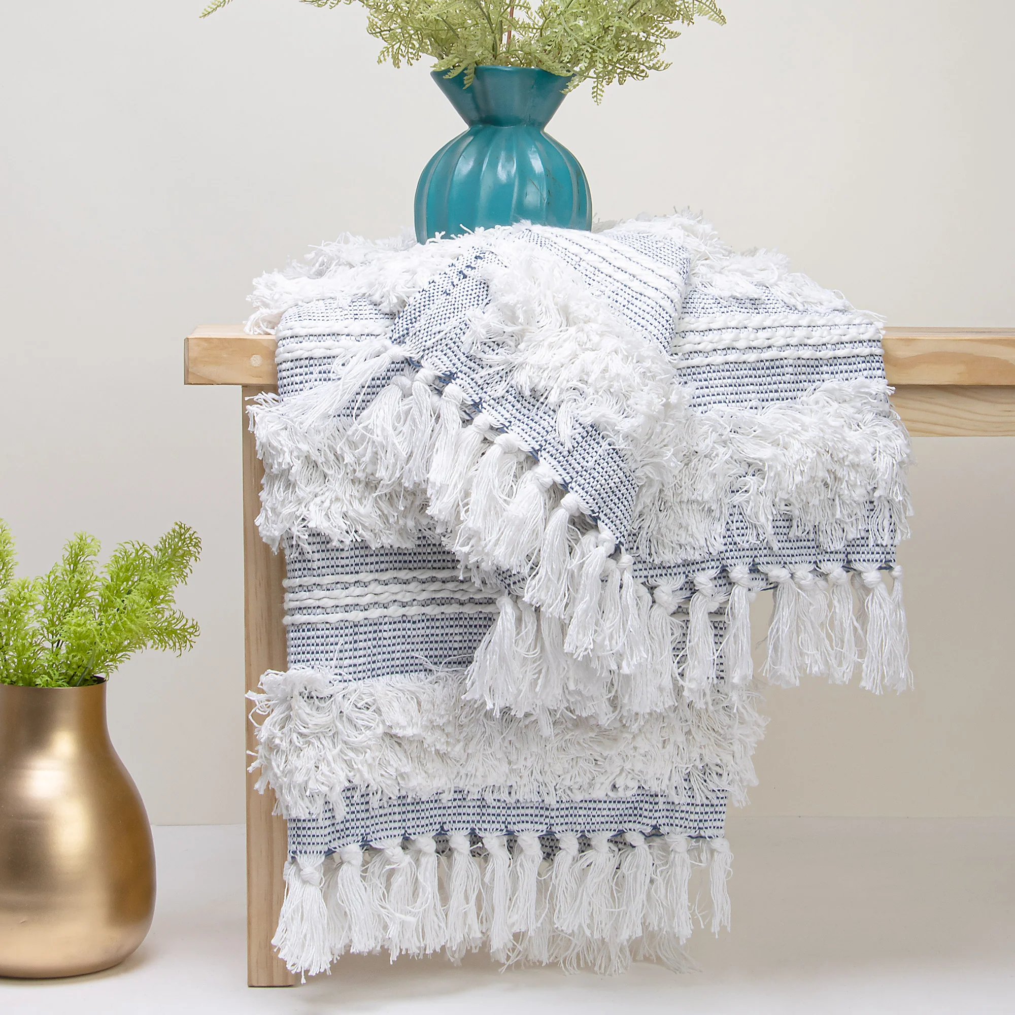 Indian Handcrafted Tufted Woven Cotton Throw Blanket for Armchairs - Image 6
