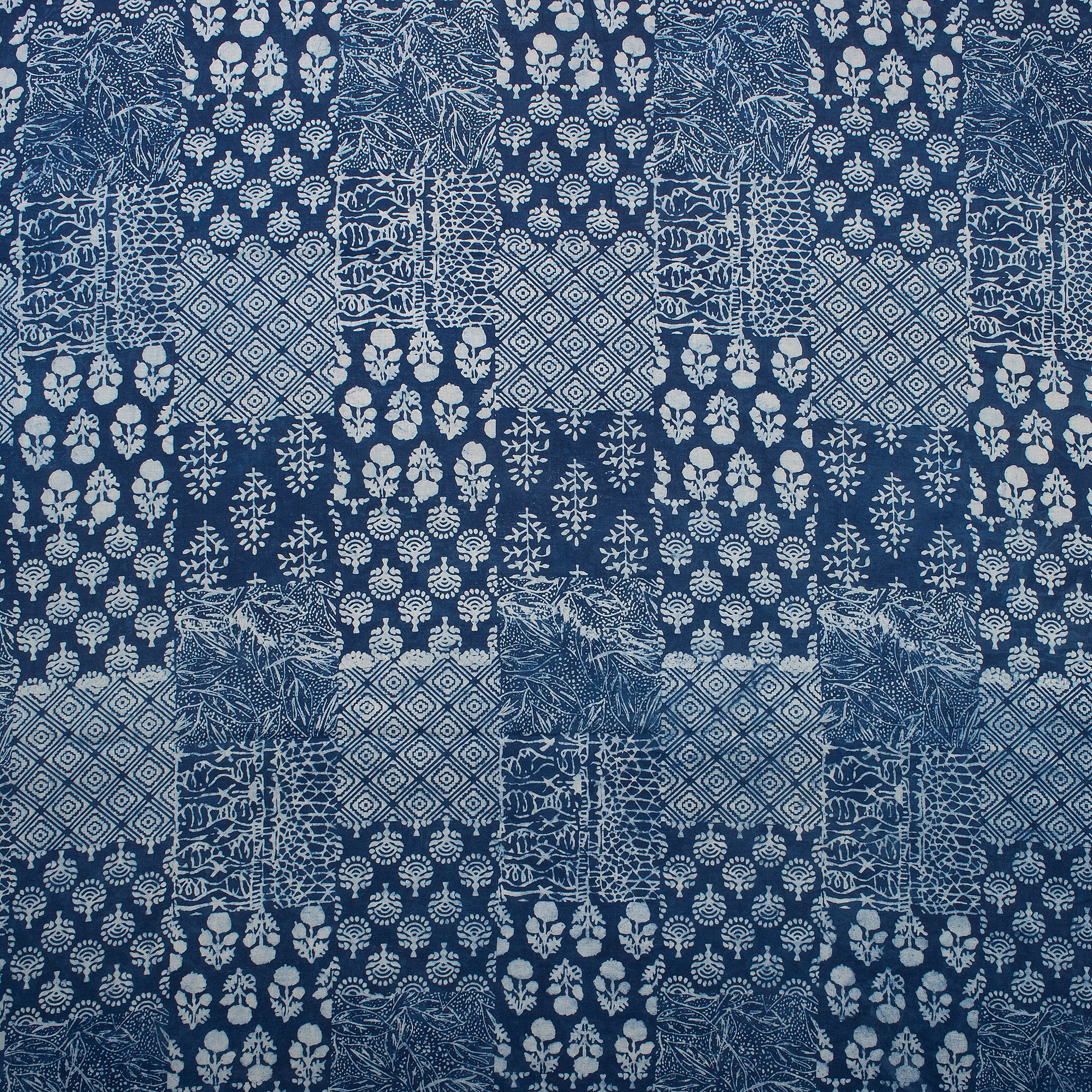 Sustainable Indigo Blue Patchwork Hand Printed Soft Cotton Fabric Cloth - Image 5