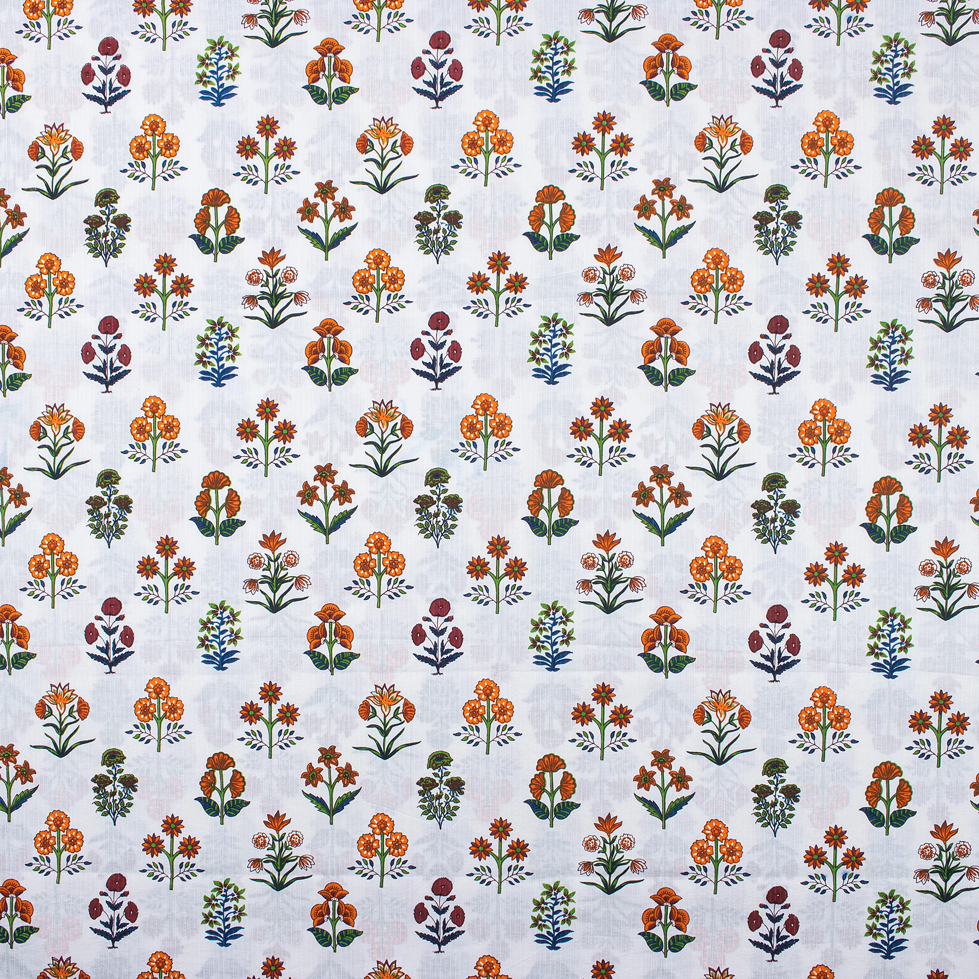 Indian  Multi Floral Hand Block Print Kantha Running Fabric Cloth - Image 2