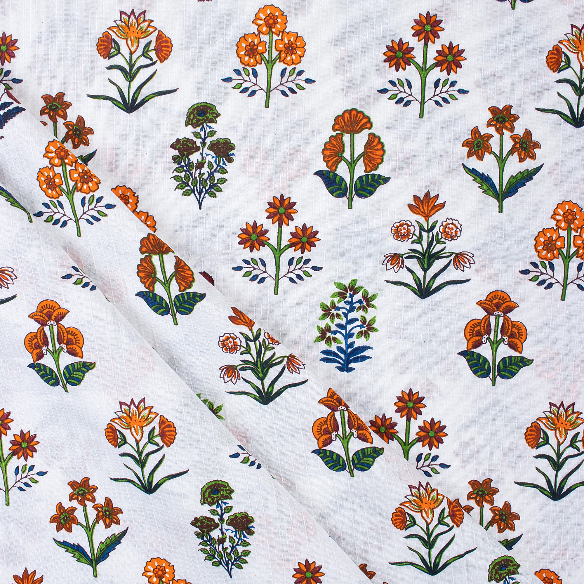 Indian  Multi Floral Hand Block Print Kantha Running Fabric Cloth - Image 3