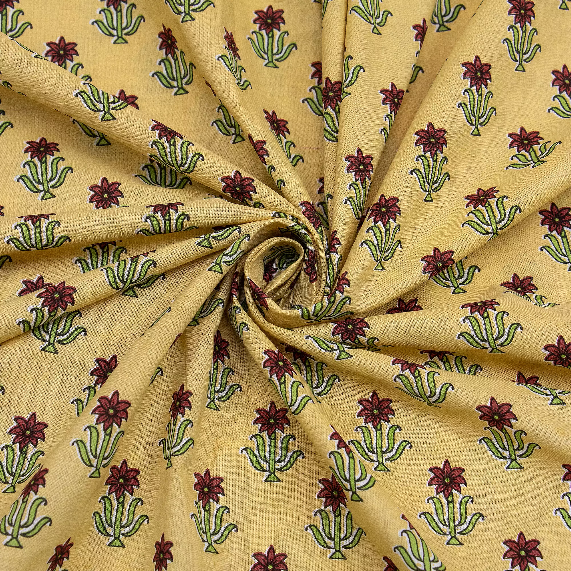 Indian Hand Block Printed Cotton Fabric - Image 3